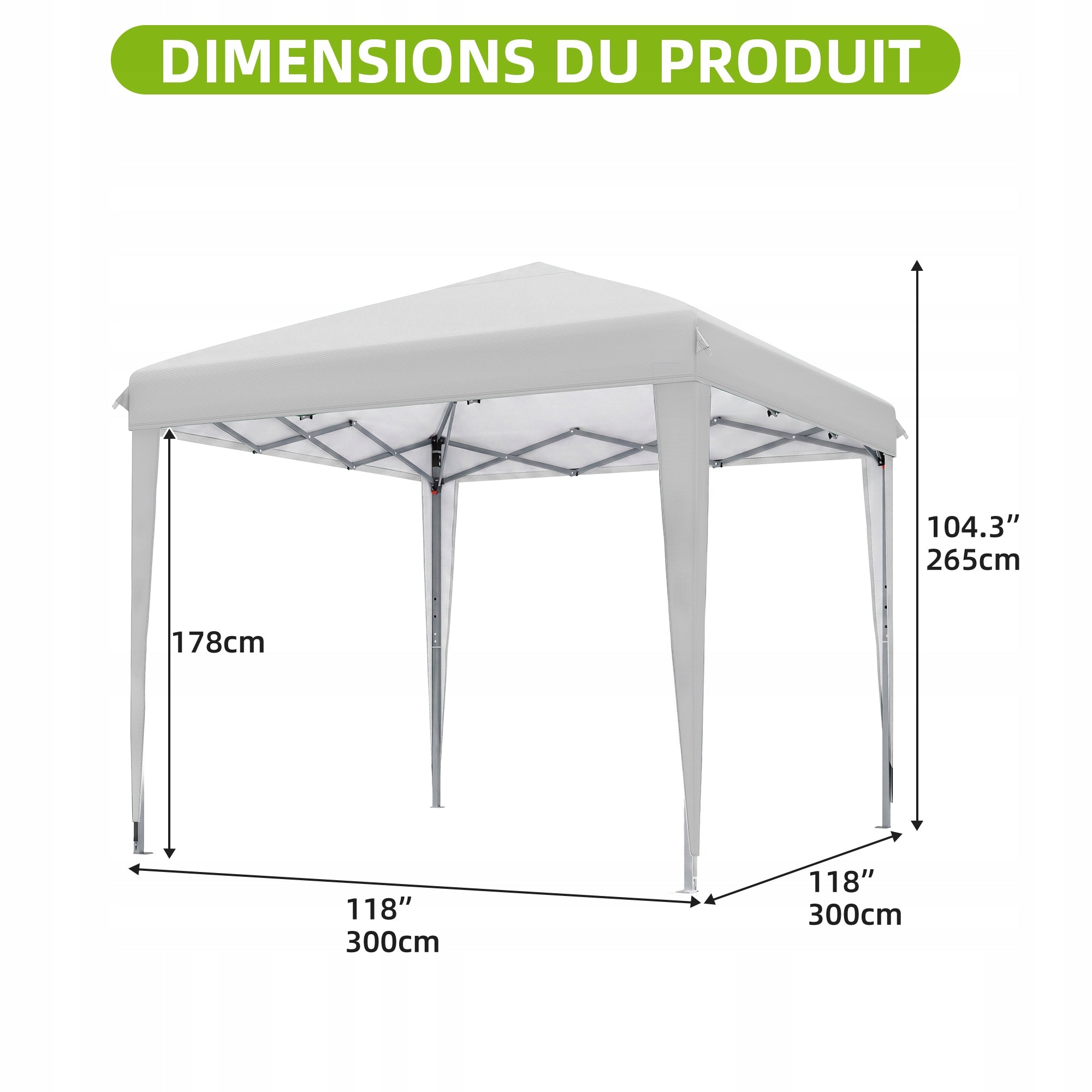 Garden Pavilion Tent Gazebo 3x3m Waterproof Metal Frame Camping White Manufacturer Balconera