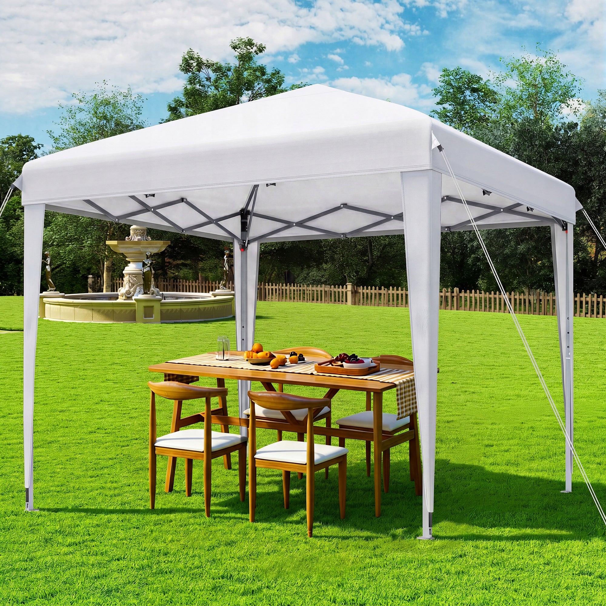 Garden Pavilion Tent Gazebo 3x3m Waterproof Metal Frame Camping White Packaging status original