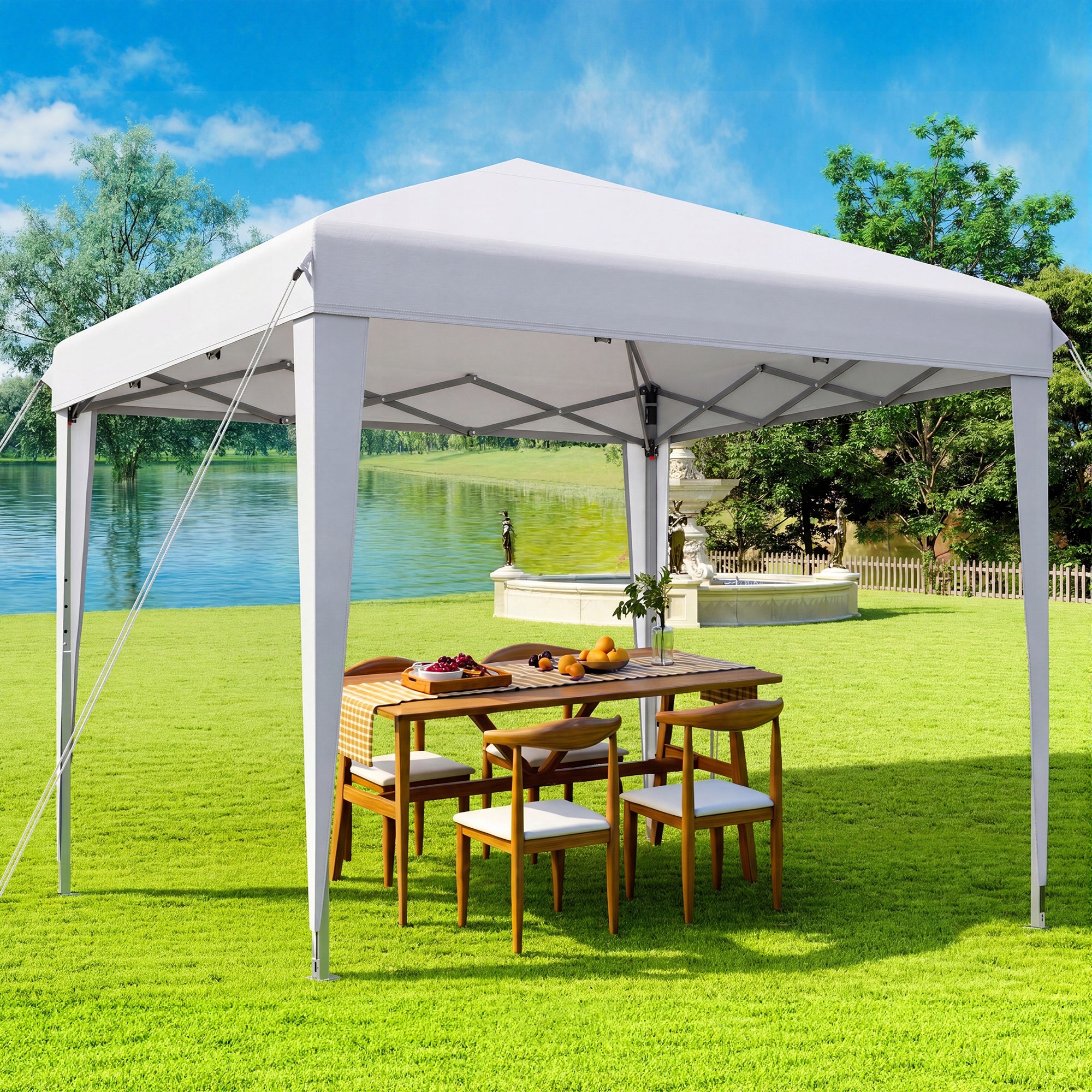 Garden Pavilion Tent Gazebo 3x3m Waterproof Metal Frame Camping White