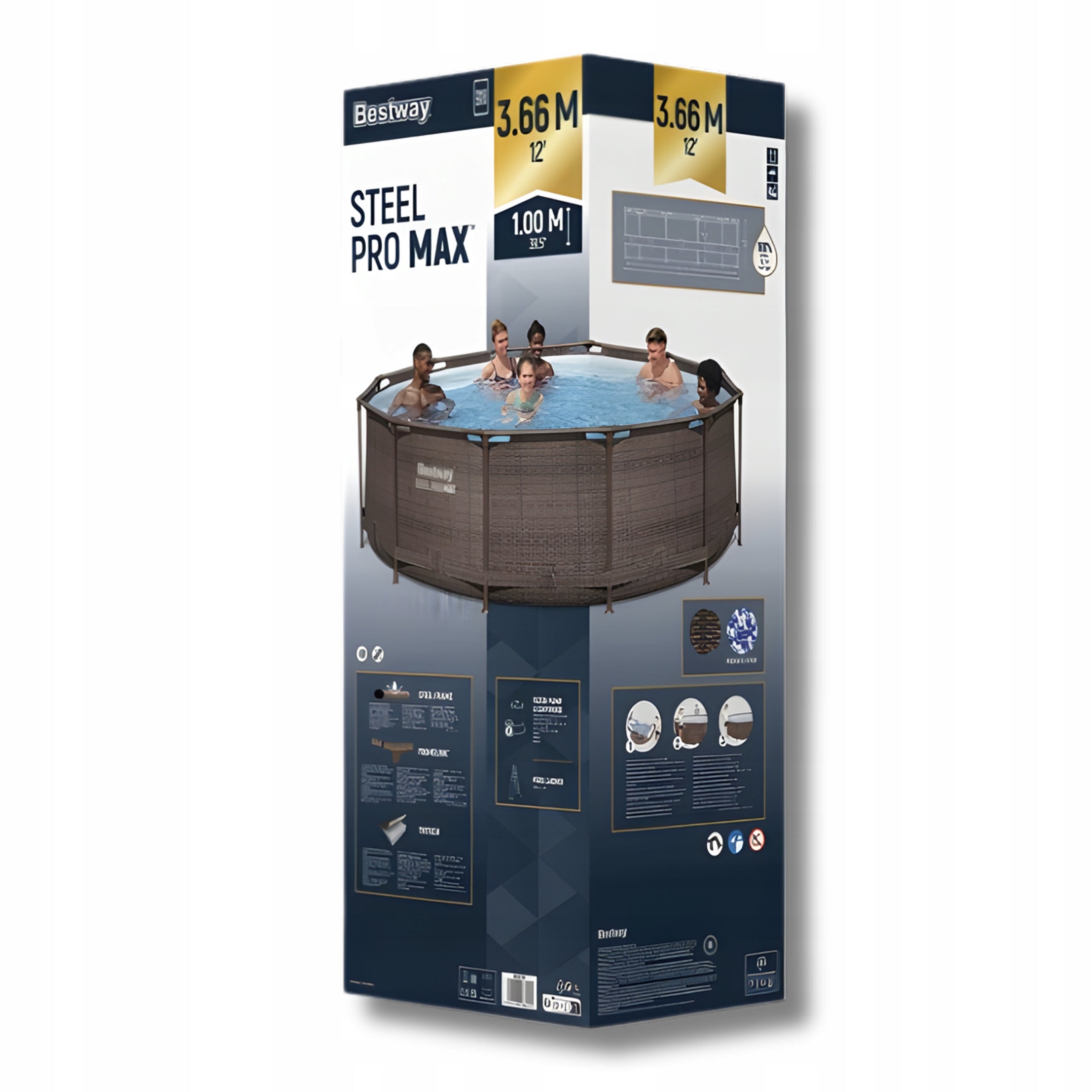 Garden Pool 56709 Frame Round Rattan 366 x 100 cm Bestway Packaging status original