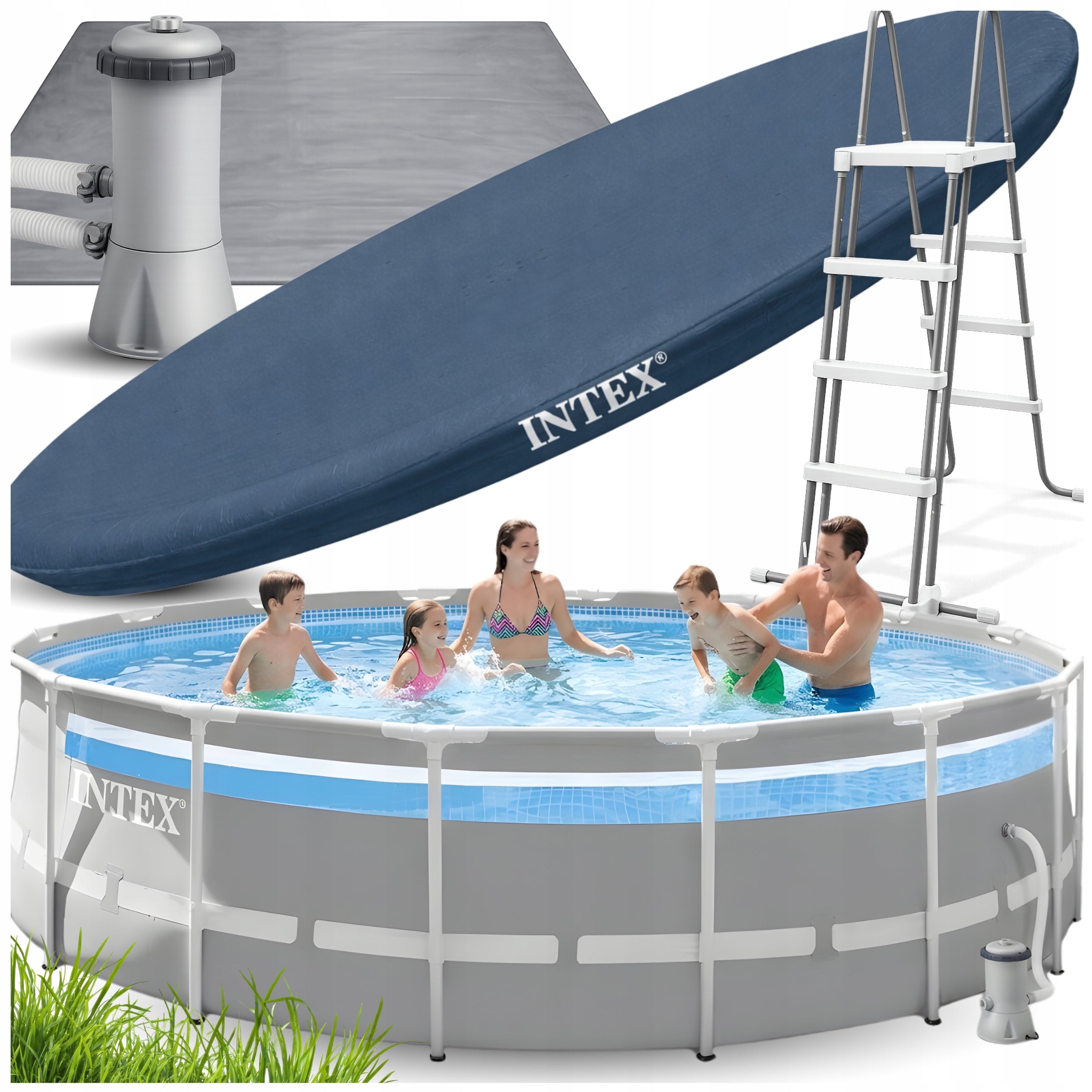 Garden Pool INTEX Frame CLEARVIEW 488x122cm 26730GN Ladder Pump