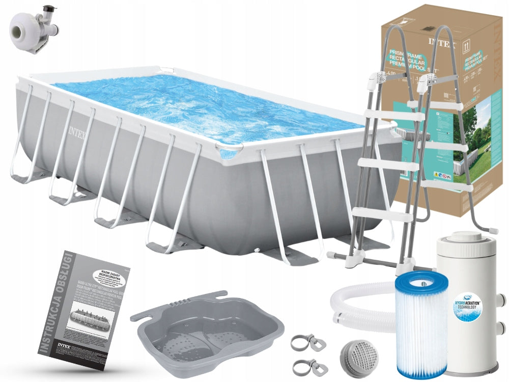 Garden Pool Rectangular Framed 400x200x100 with pump Intex 26788 NEW