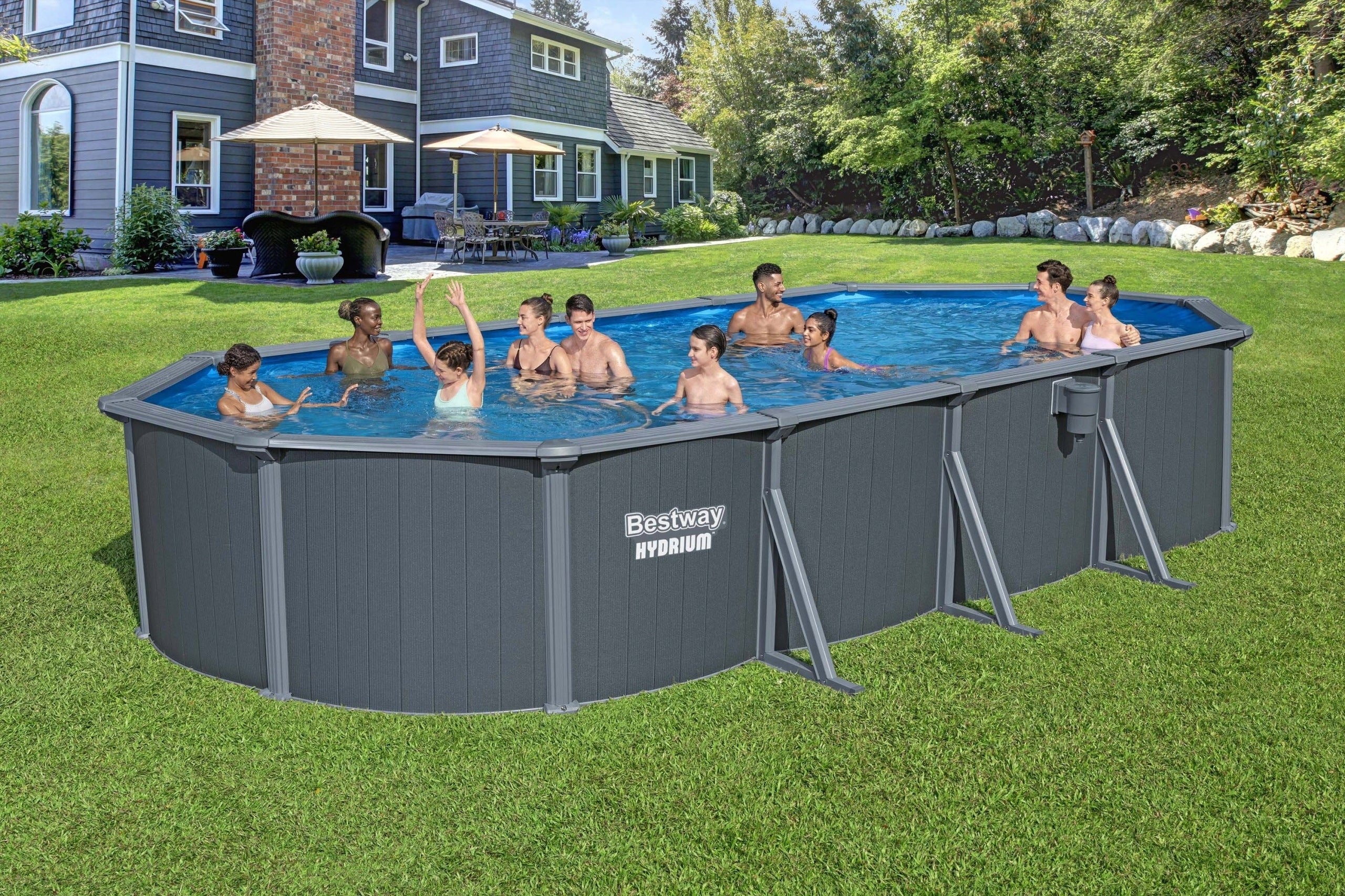 Garden Pool Steel Hydrium 7,3x3,6x1,3m + Ladder Pump BESTWAY 561CW Manufacturer code 009846