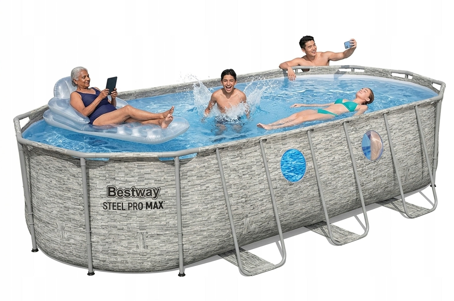 Garden Pool on Frame with Windows Ladder Pump Cover 56716 549x274x122 Brand Bestway