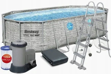 Garden Pool on Frame with Windows Ladder Pump Cover 56716 549x274x122