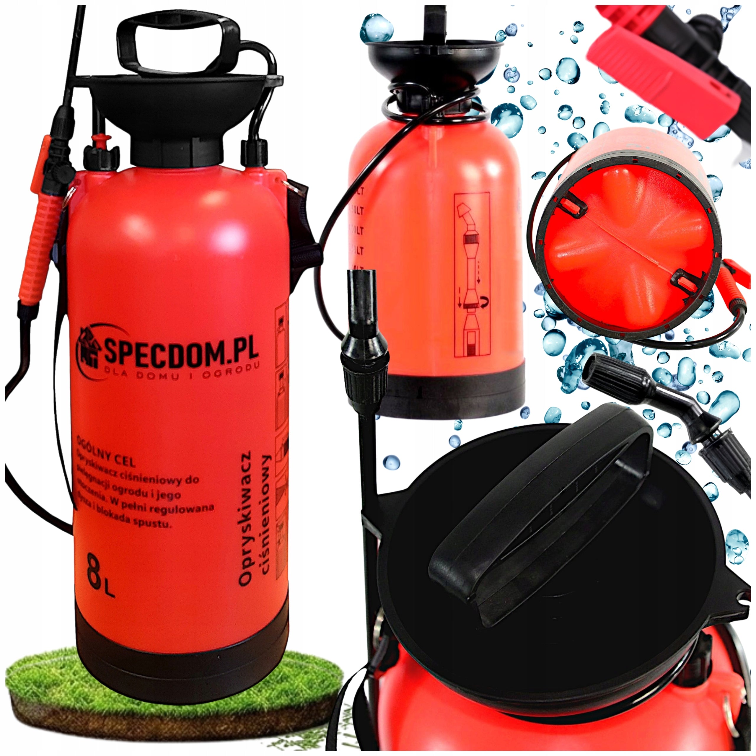 Garden Pressure Sprayer Handheld Long Lance Adjustable 8L Specdom