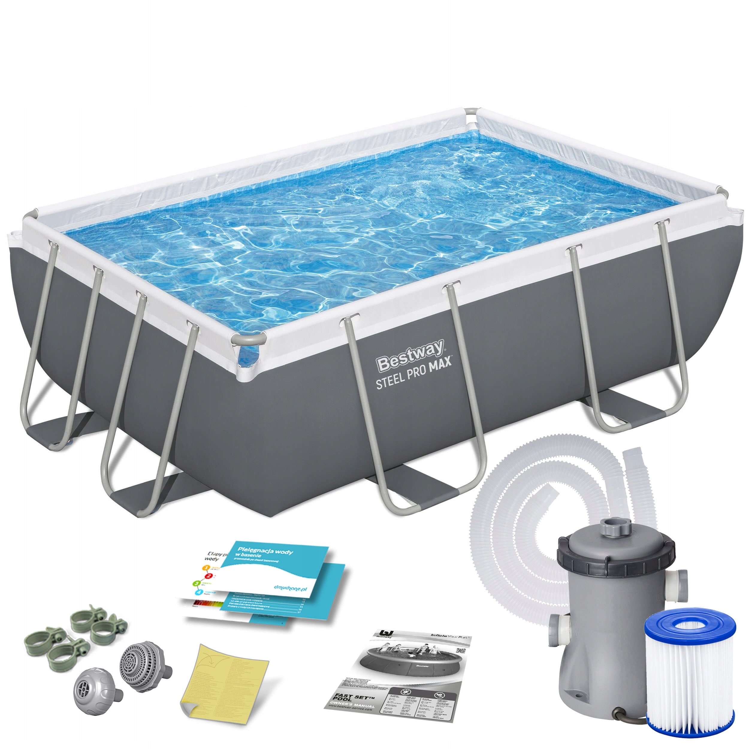Garden Rack Pool with Pump 282x196x84cm Bestway Set 9in1