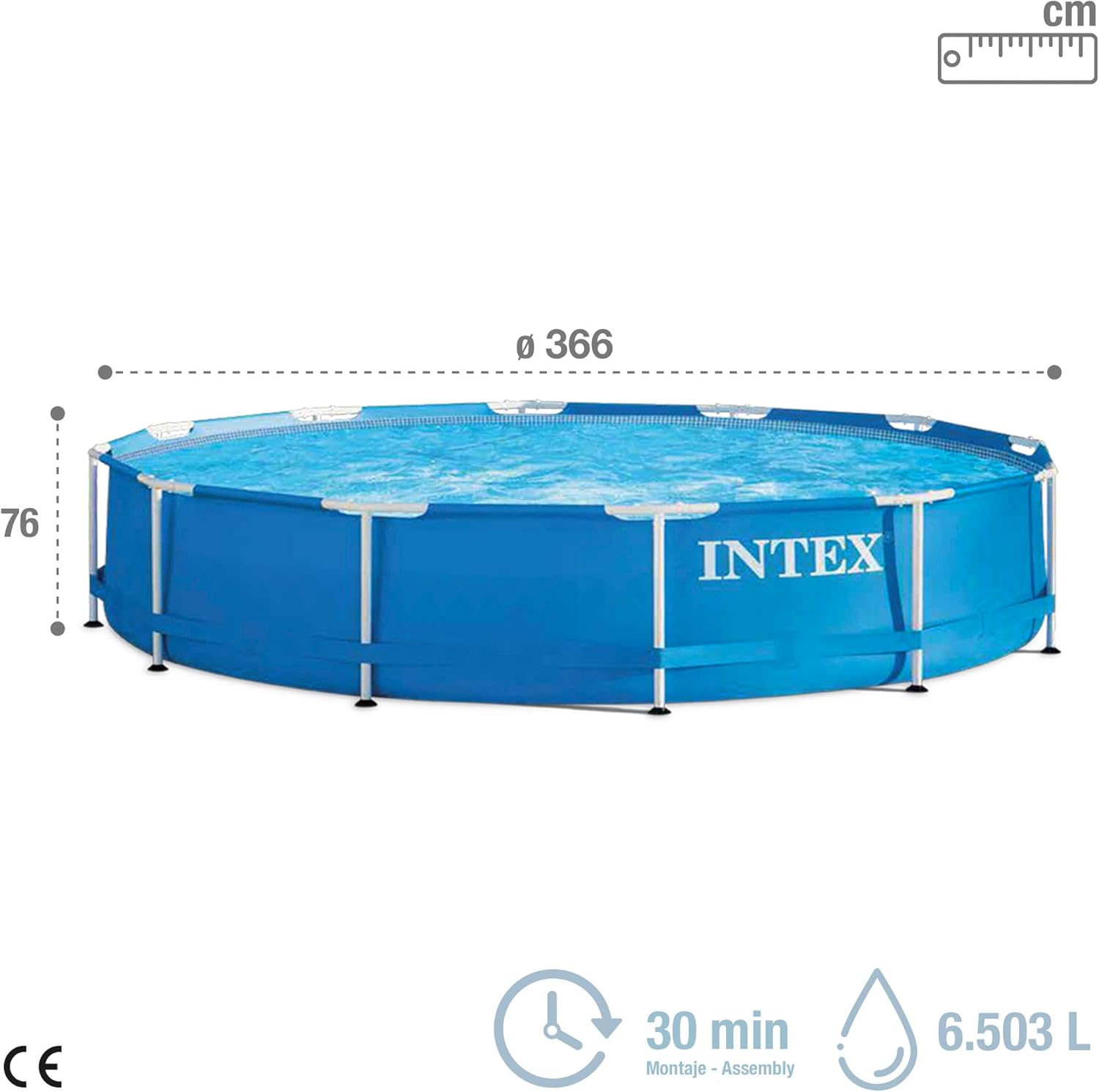 Garden SWIMMING POOL Framed INTEX 28212GN 366x76cm Set Filter Pump 12v Kind frame