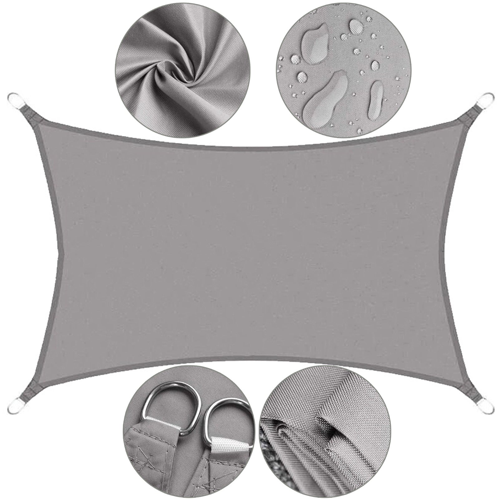 Garden Sail Terrace Sun Protection Waterproof Grey 3x2m For Terrace Packaging status original