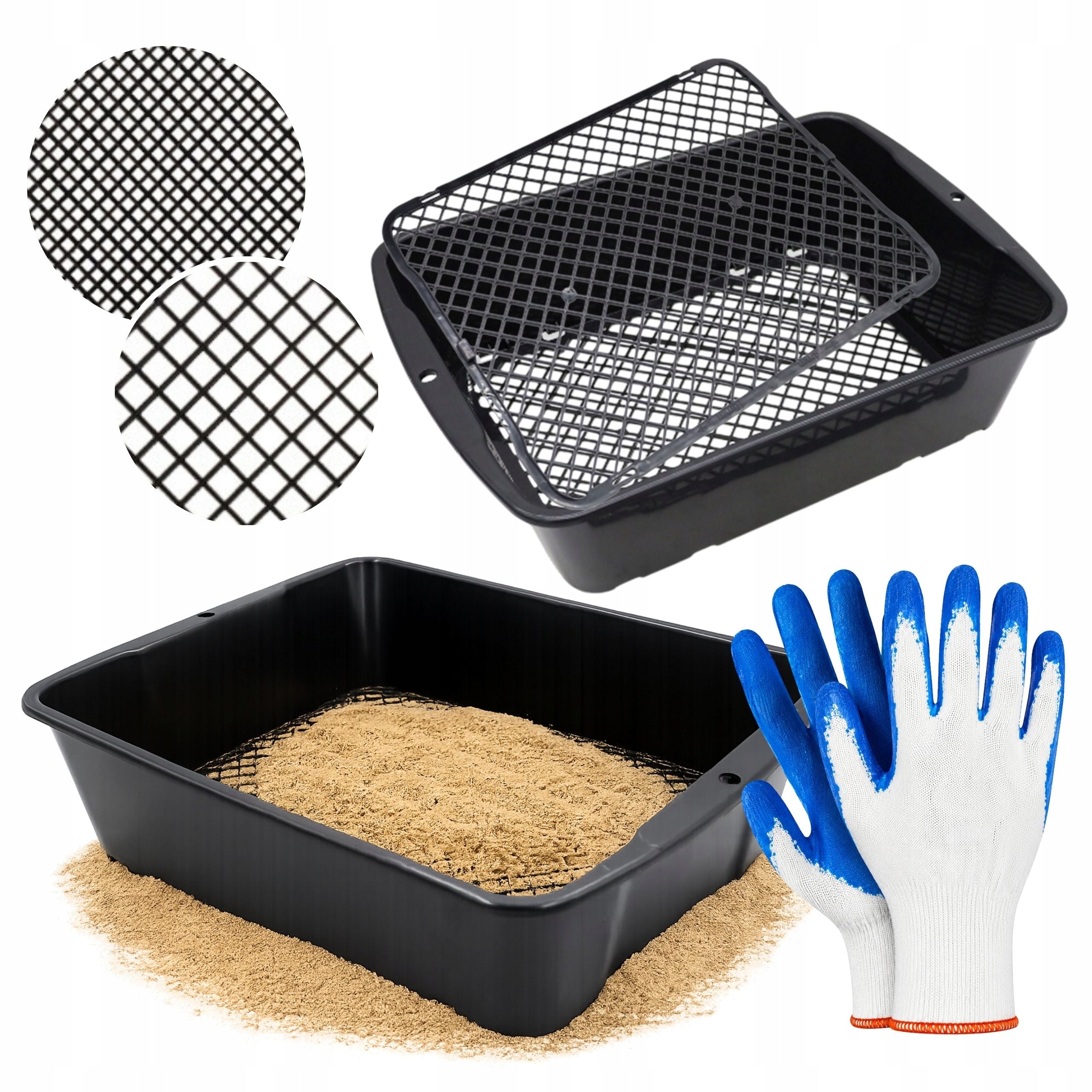 Garden Sieve for Sifting Earth Compost Bark For Beach + Gloves