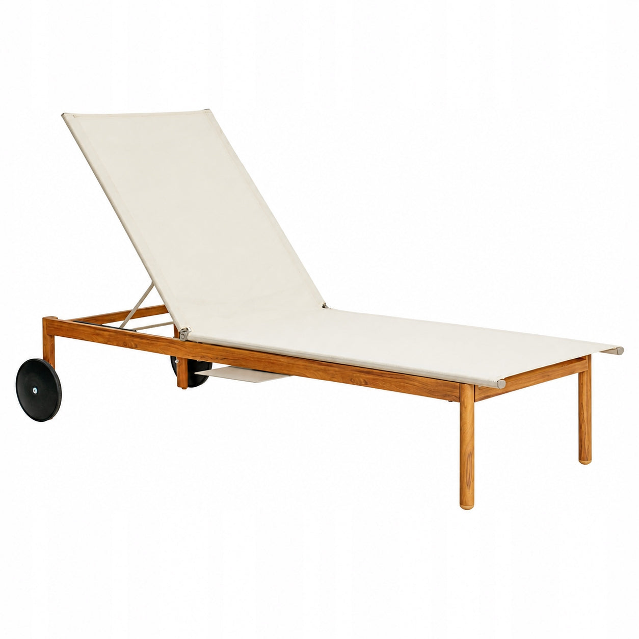 Garden Sun Lounger ALUMINUM ADJUSTABLE WITH WHEELS Armchair BEIGE for Terrace Brand no brand