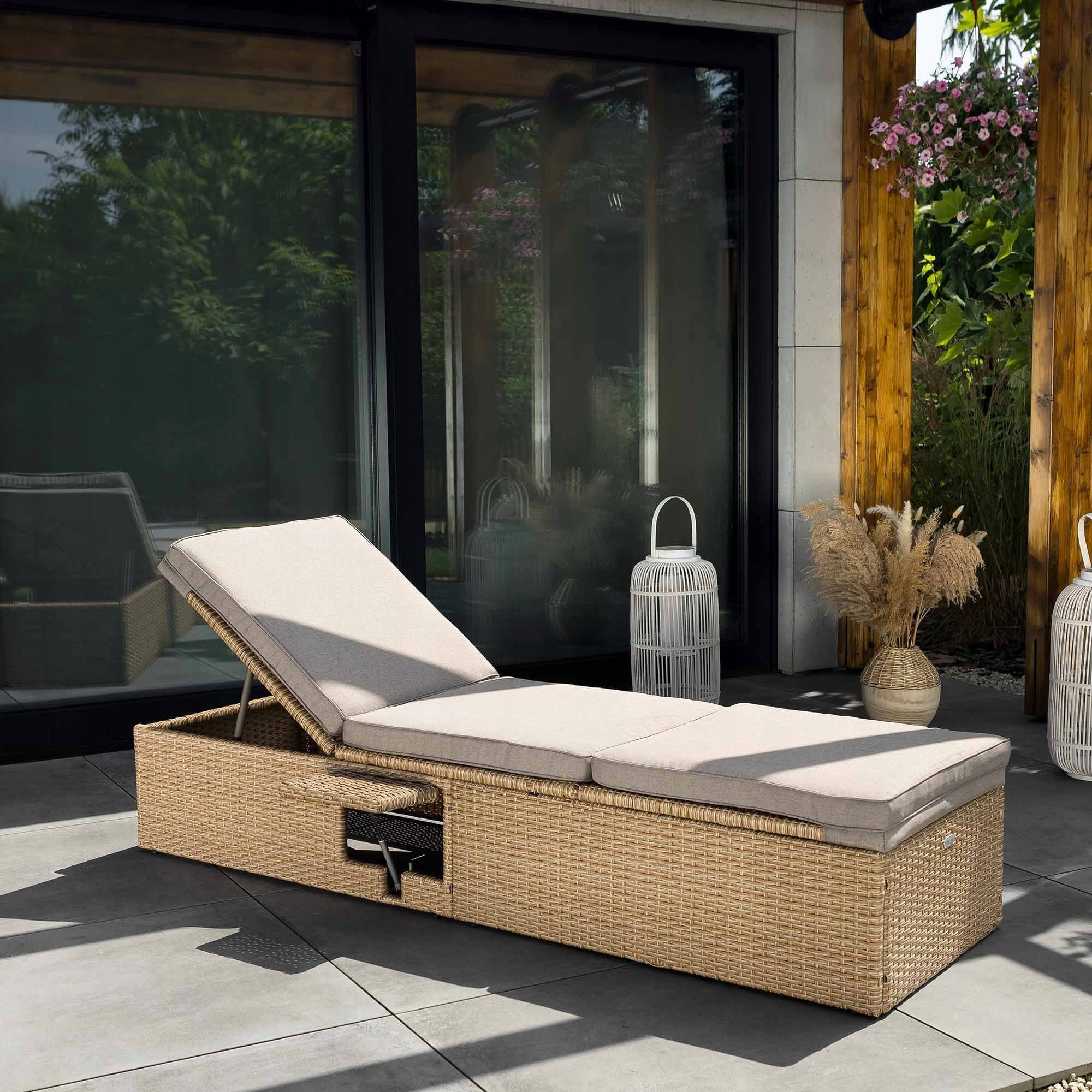 Garden Sun Lounger Adjustable Terrace Balcony Adjustable Technorattan Frame material synthetic rattan