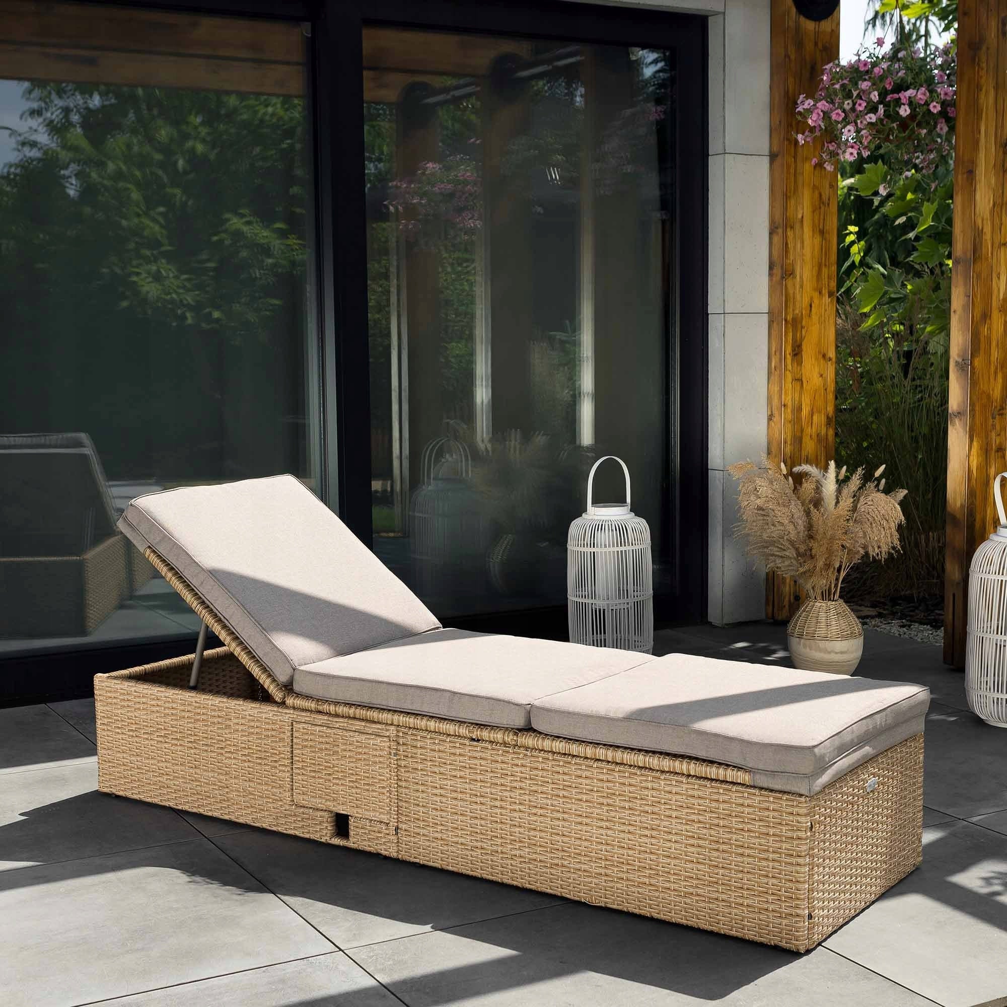 Garden Sun Lounger Adjustable Terrace Balcony Adjustable Technorattan Model Asco