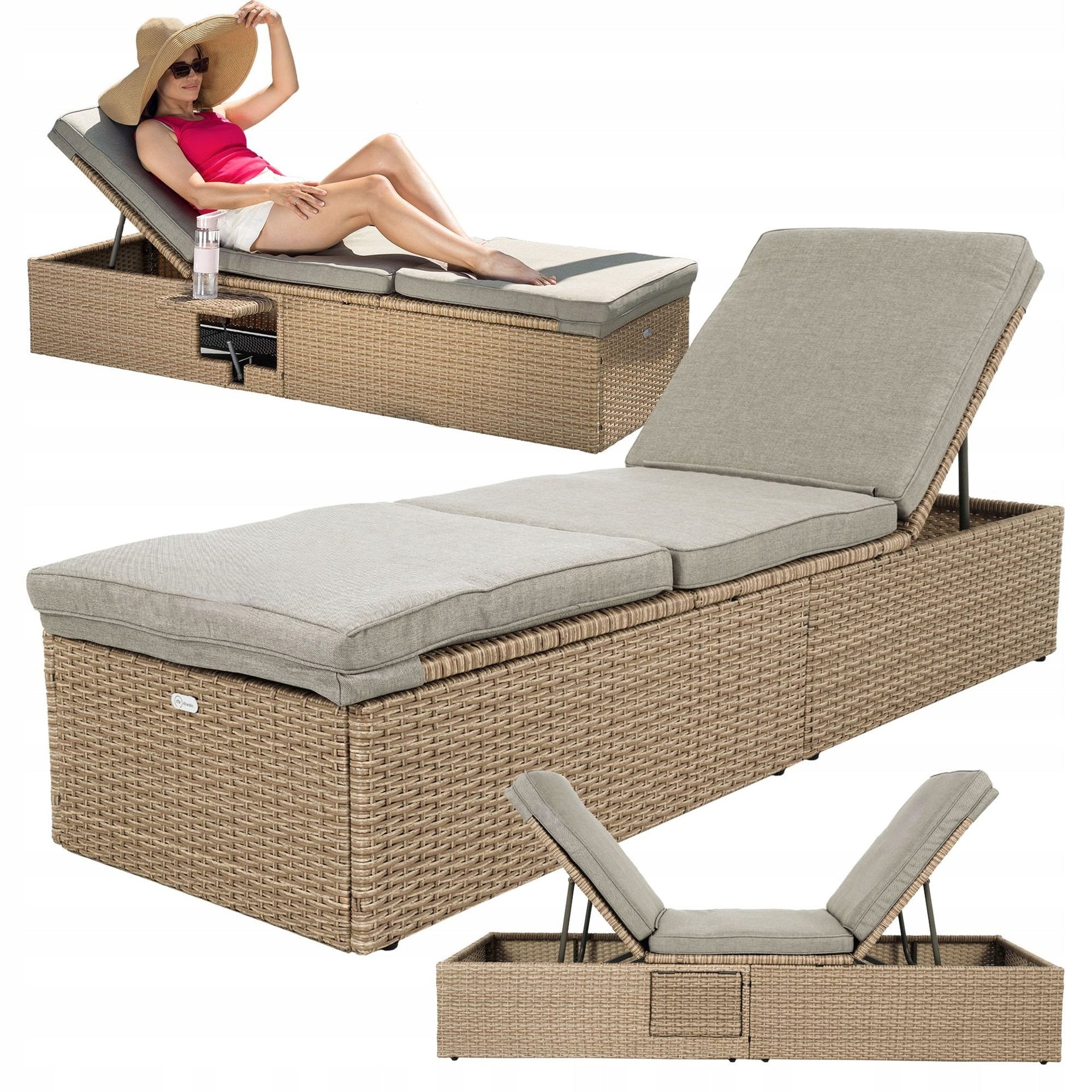Garden Sun Lounger Adjustable Terrace Balcony Adjustable Technorattan
