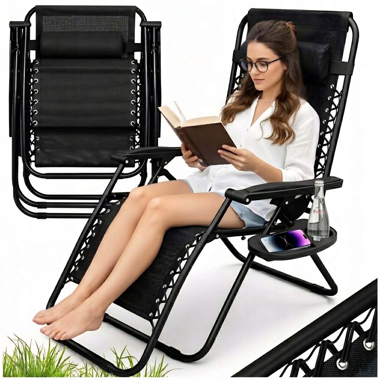 Garden Sun Lounger Beach Folding Pool Gravity Seat Zero Gravity