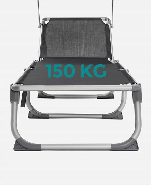 Garden Sun Lounger Folding Baseball Aluminum Grey Adjustable songmics Width (shorter side) 55 cm