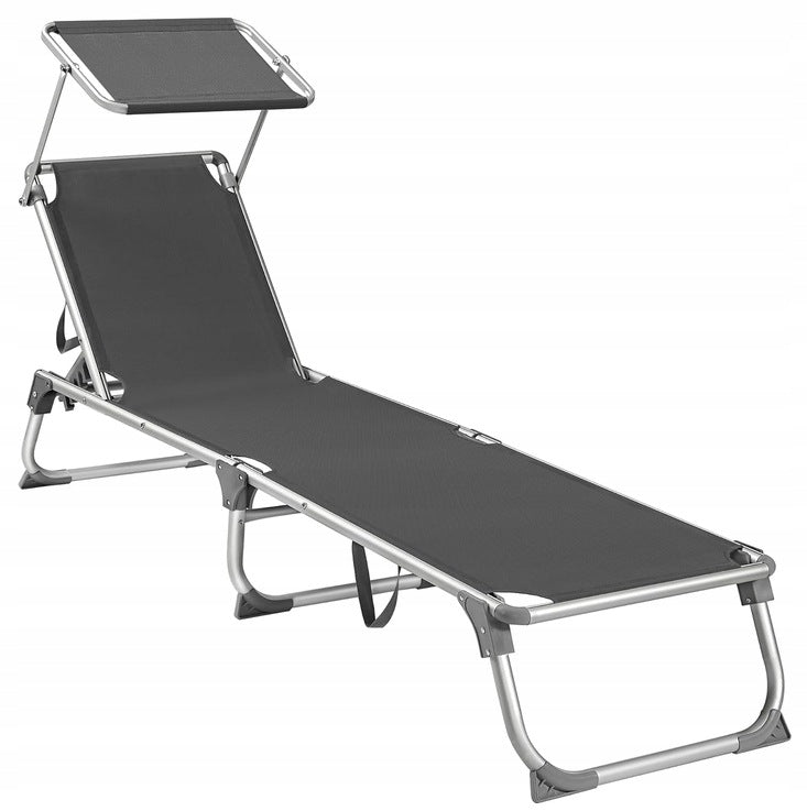 Garden Sun Lounger Folding Baseball Aluminum Grey Adjustable songmics