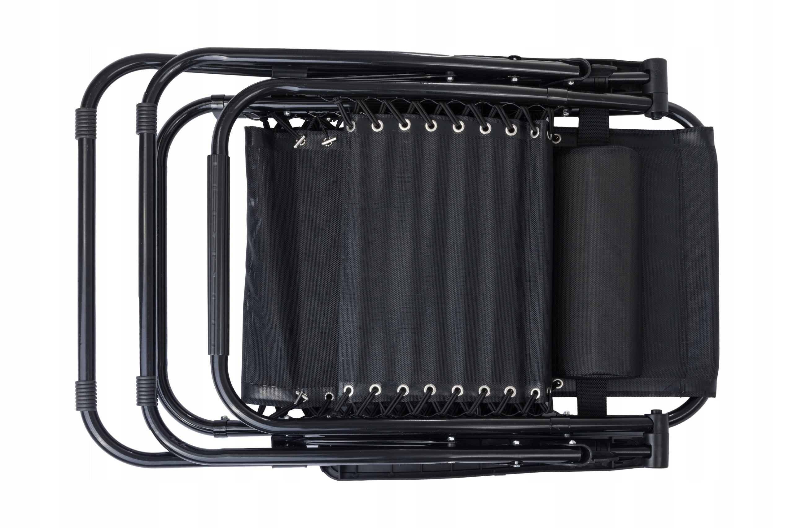 Garden Sun Lounger REINFORCED ZERO GRAVITY metal black folding FREEBIE SHELF! Length (longer side) 175 cm