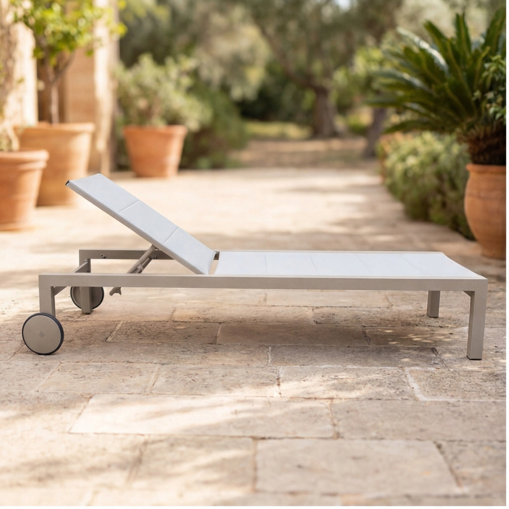 Garden Sun Lounger Swimming Pool Aluminium with Wheels Sun Lounger for Terrace 190x65x35 cm Kind sunbed
