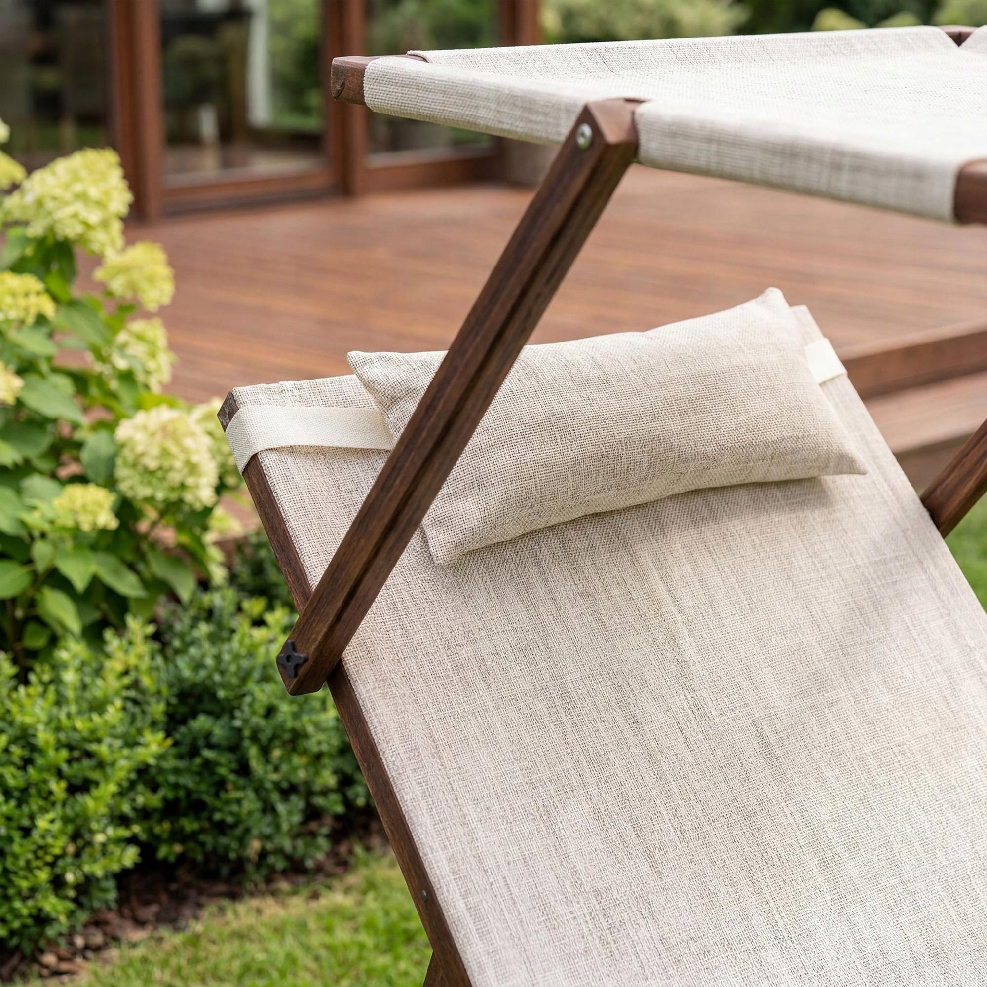 Garden Sun Lounger Terrace Wooden Garden Sun Lounger Canopy For Balcony Model Spelio beżowe