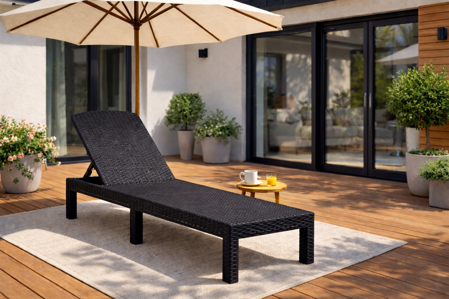 Garden Sun Lounger Tourist Folding Couch Bed Black ARIZONA Manufacturer code plażowy składany leżak leżanka