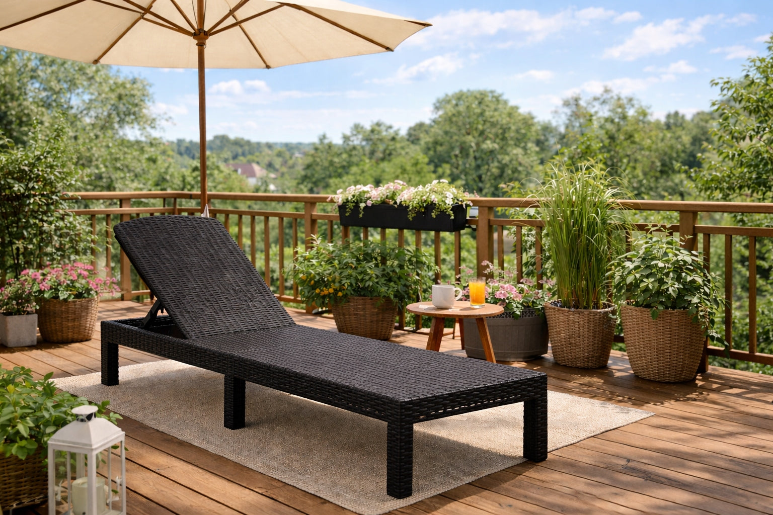 Garden Sun Lounger Tourist Folding Couch Bed Black ARIZONA Packaging status original