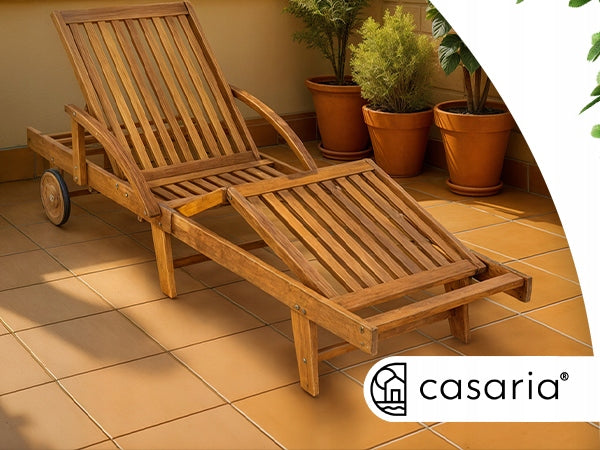 Garden Sun Lounger Wooden Acacia Folding Color beige