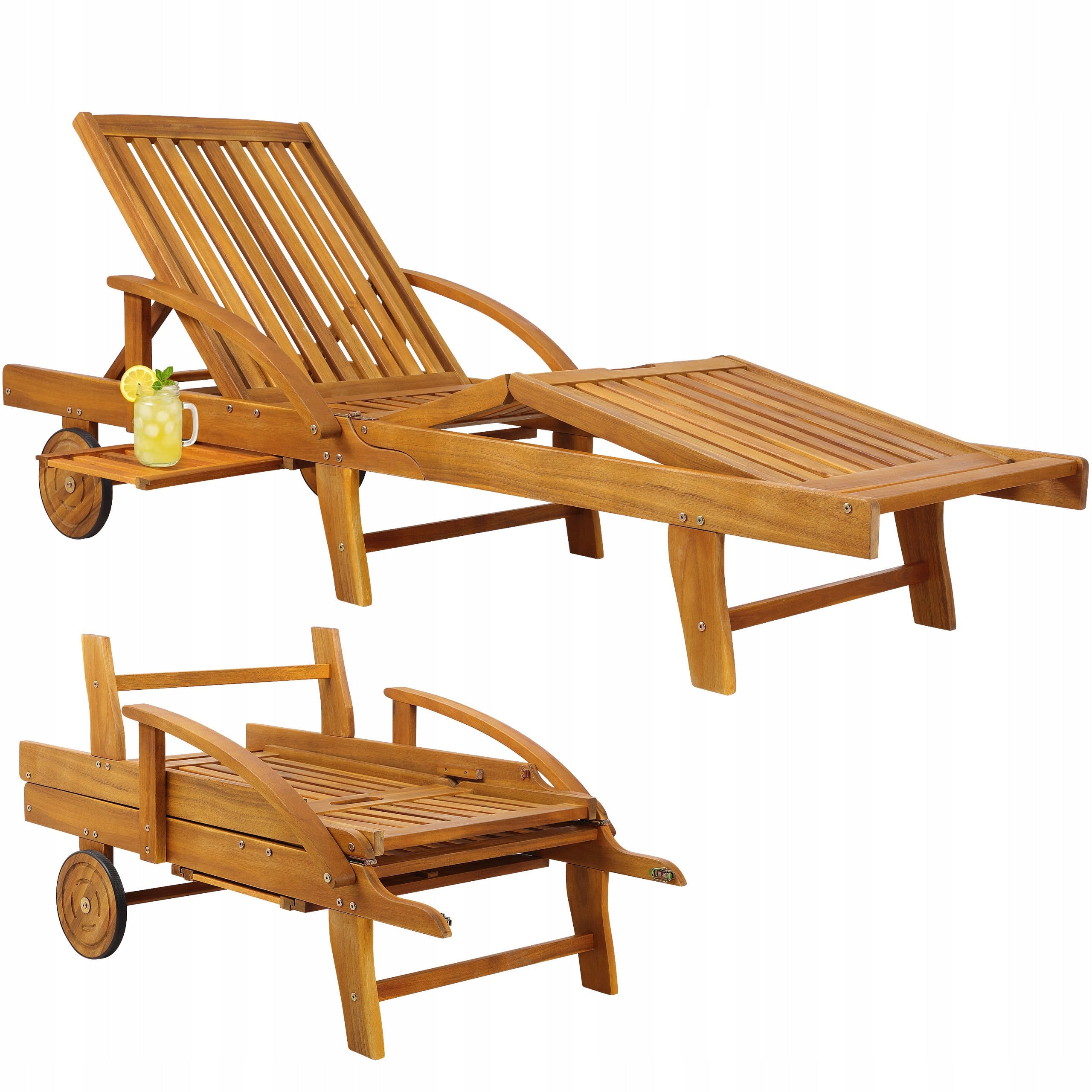 Garden Sun Lounger Wooden Acacia Folding