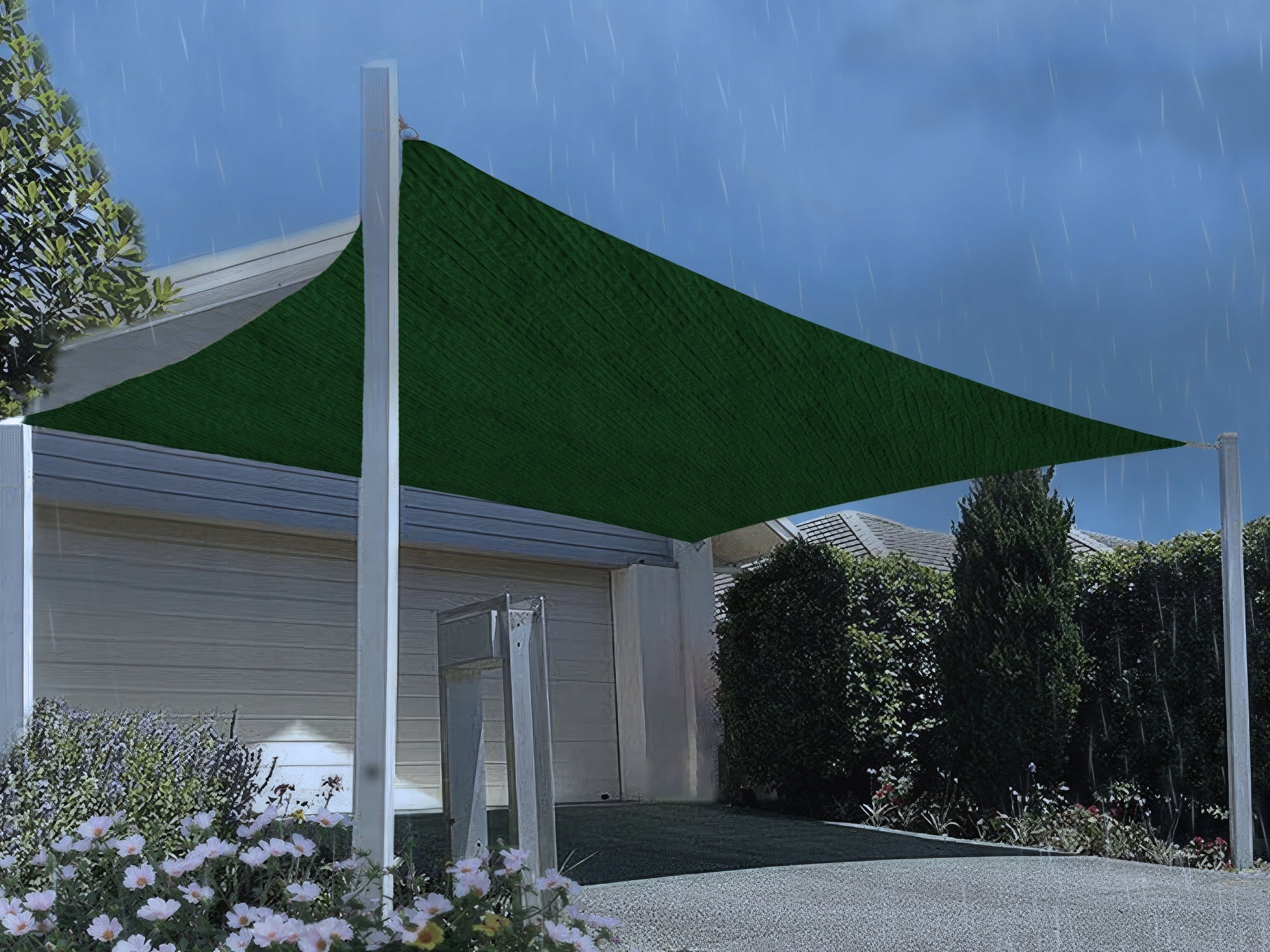Garden Sun Sail for Terrace Waterproof Green 6x5m Awning Length 600 cm