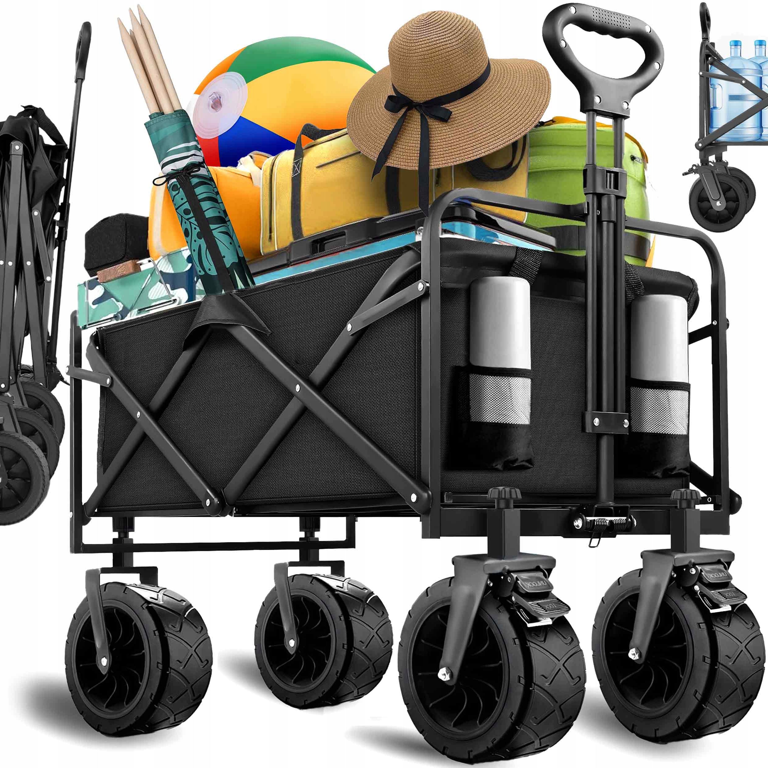 Garden Tourist Folding Trolley 120L For Camping Off-Road Wheels With Mesh