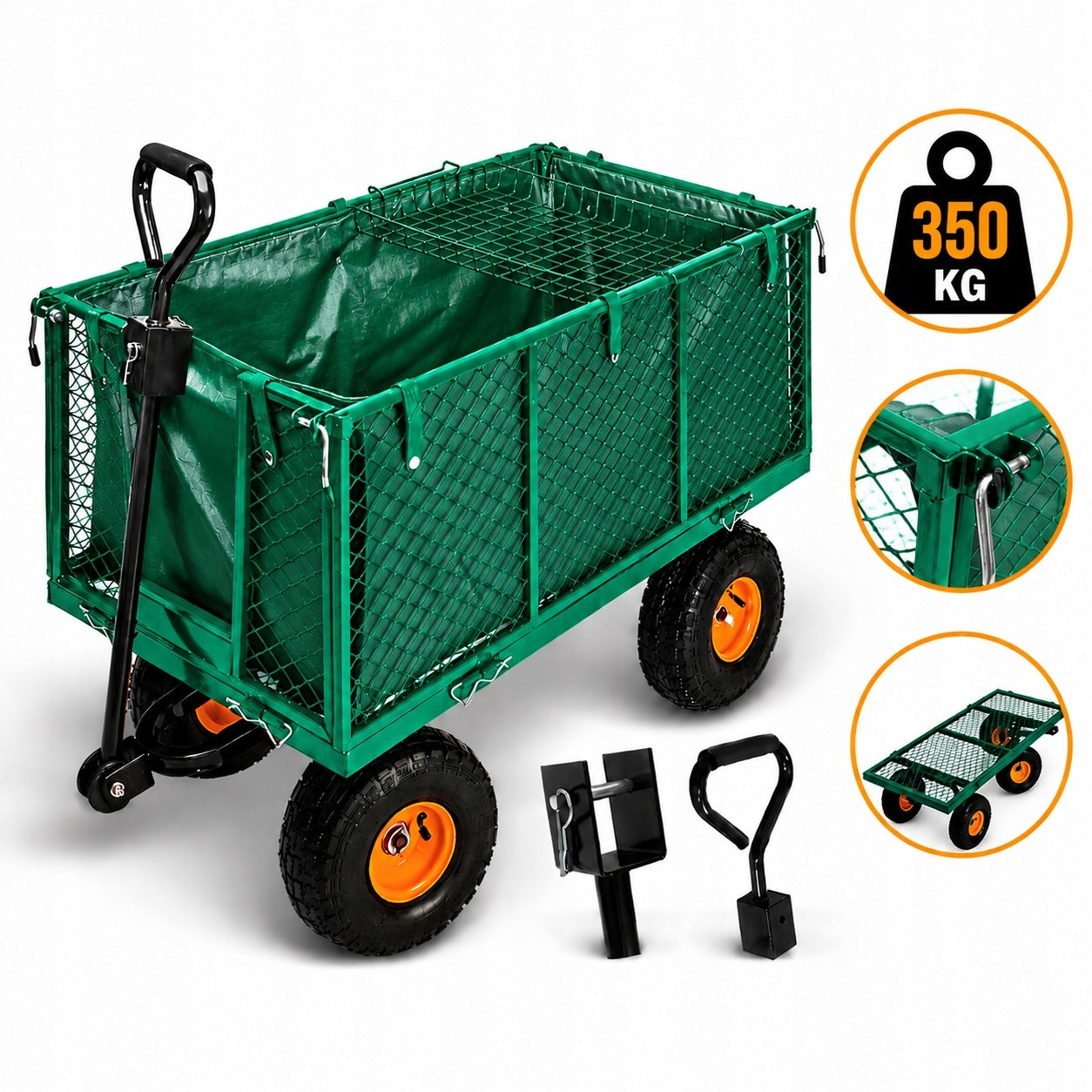 Garden Transport Trolley Large 102x52 cm High Sides Strong up to 350kg