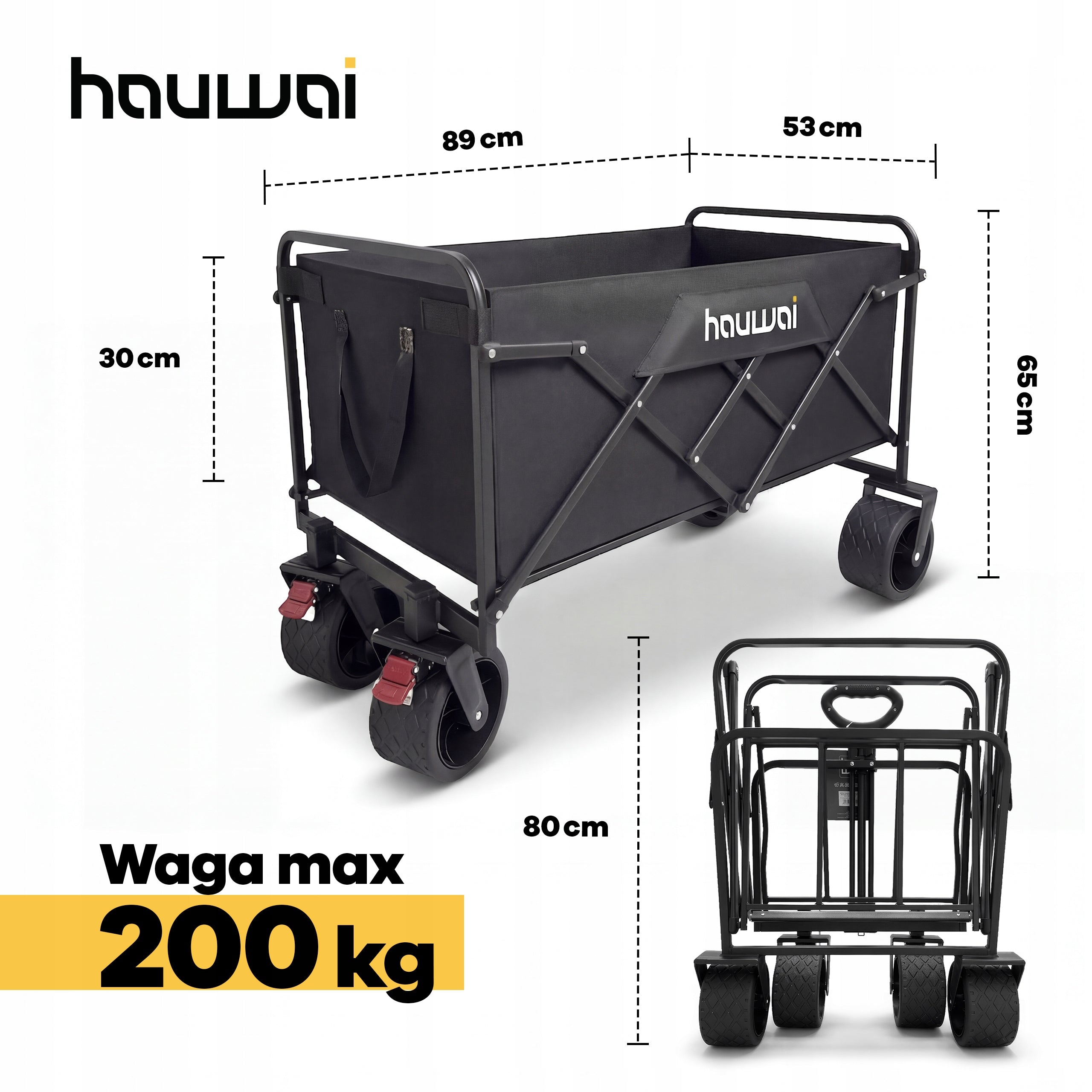Garden Trolley Folding Tourist 300 L BLACK STRONG 200 KG Brand no brand