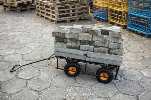 Garden Trolley Transport Steel Trailer Wheelbarrow Up to 300kg Wheels number 4