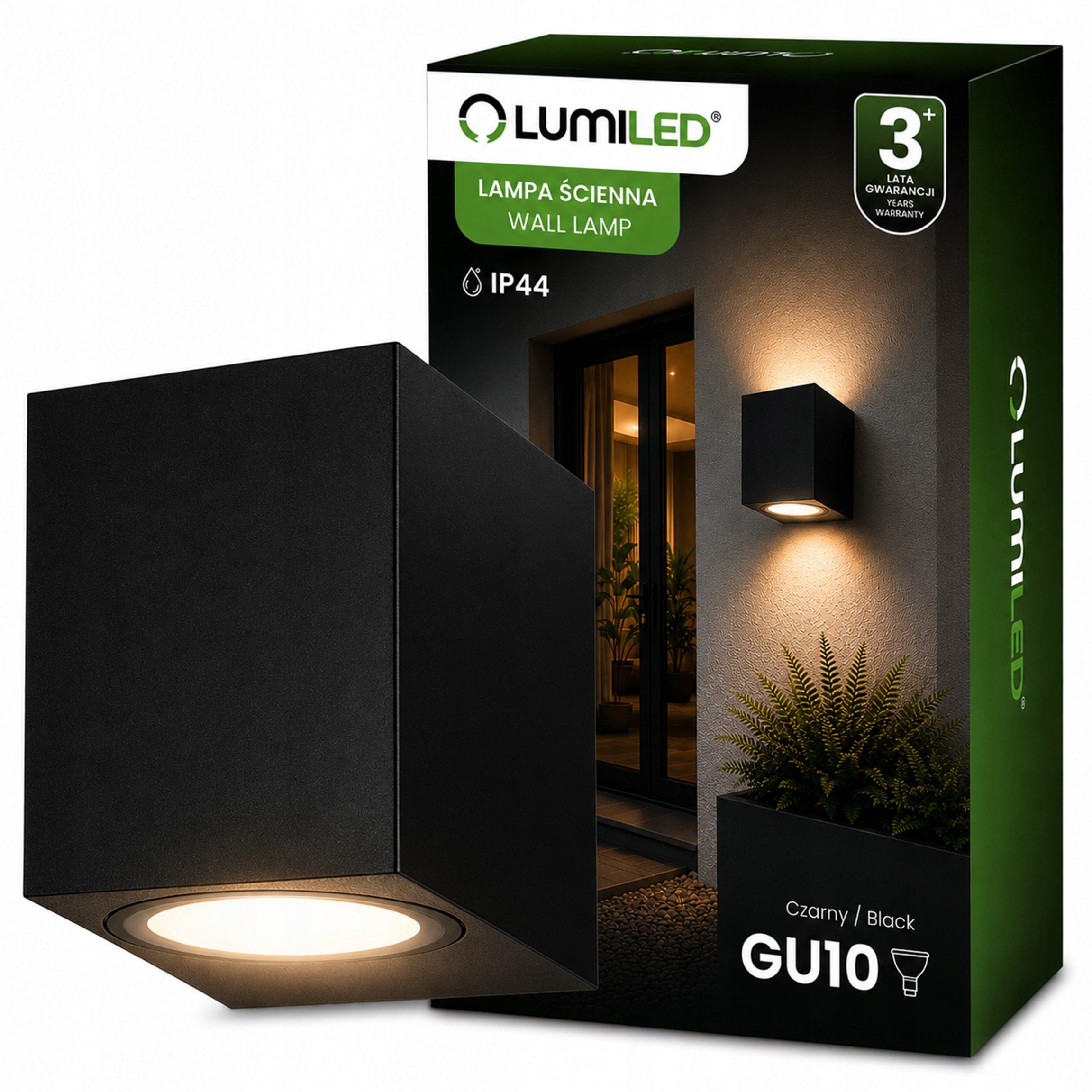 Garden Wall Lamp Facade Outdoor Lamp GU10 Black Square For GARDEN
