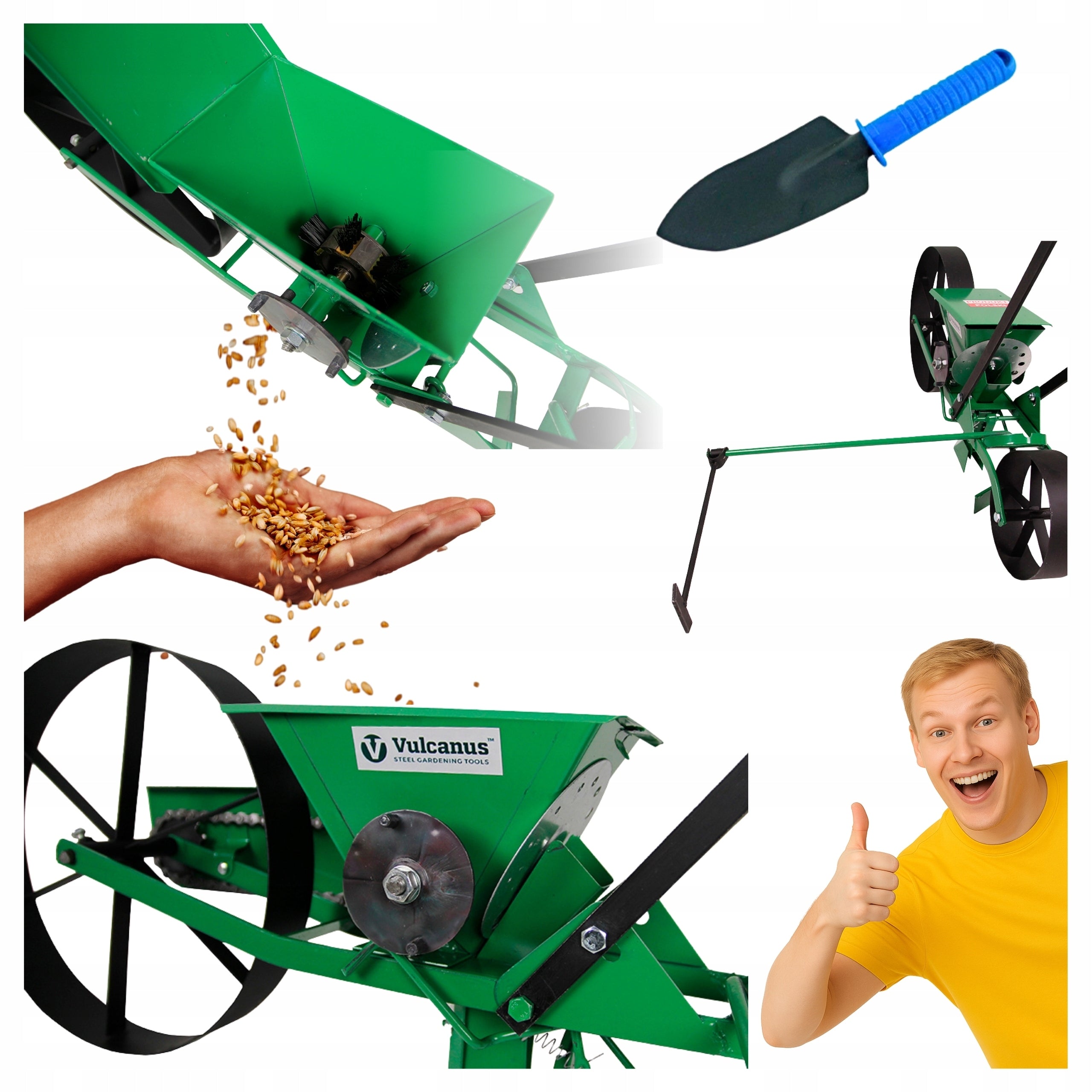 Garden Wheelbarrow Handheld Seed Drill Polish Seed Sowing Spreader Set