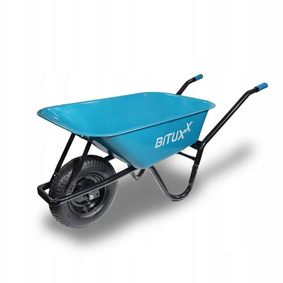 Garden Wheelbarrow Solid Wheelbarrow 100L Single Wheel Blue Strong 250kg Capacity 100 l