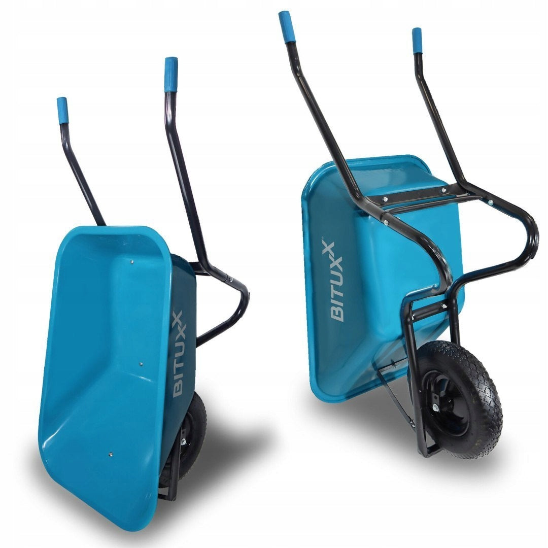 Garden Wheelbarrow Solid Wheelbarrow 100L Single Wheel Blue Strong 250kg
