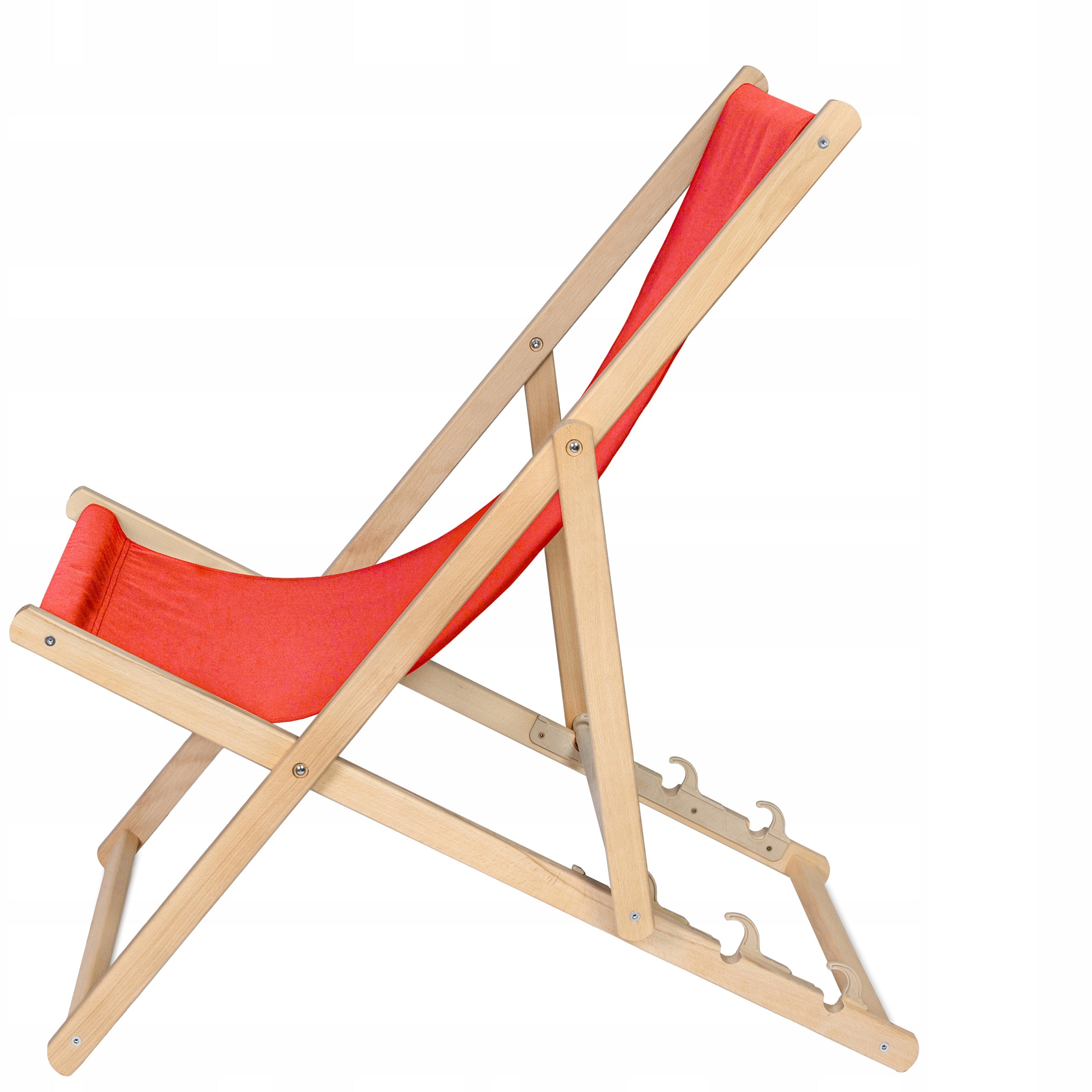 Garden Wooden Sun Lounger REINFORCED for Balcony Terrace COMFORTABLE [RED] Color red