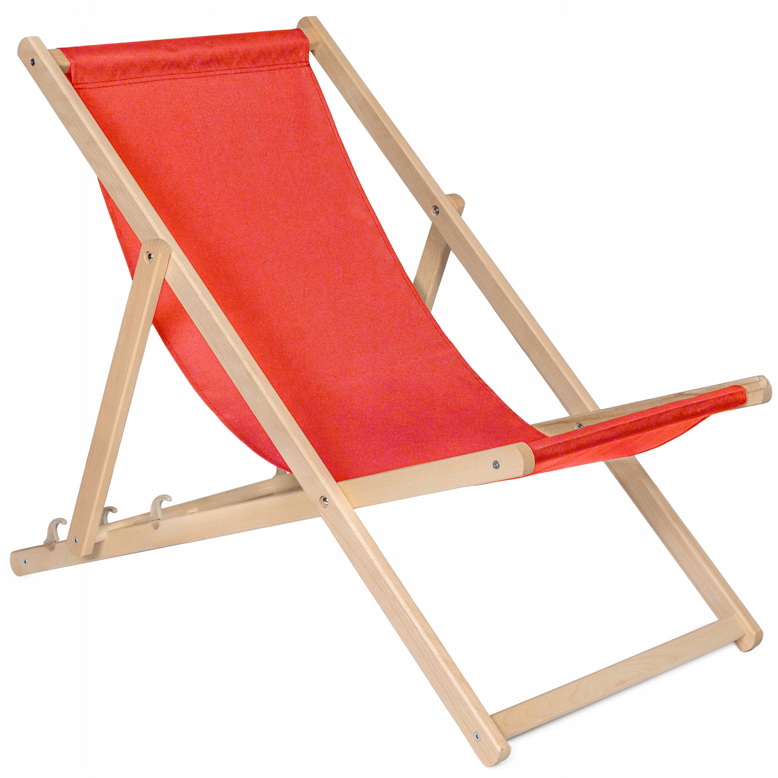 Garden Wooden Sun Lounger REINFORCED for Balcony Terrace COMFORTABLE [RED]