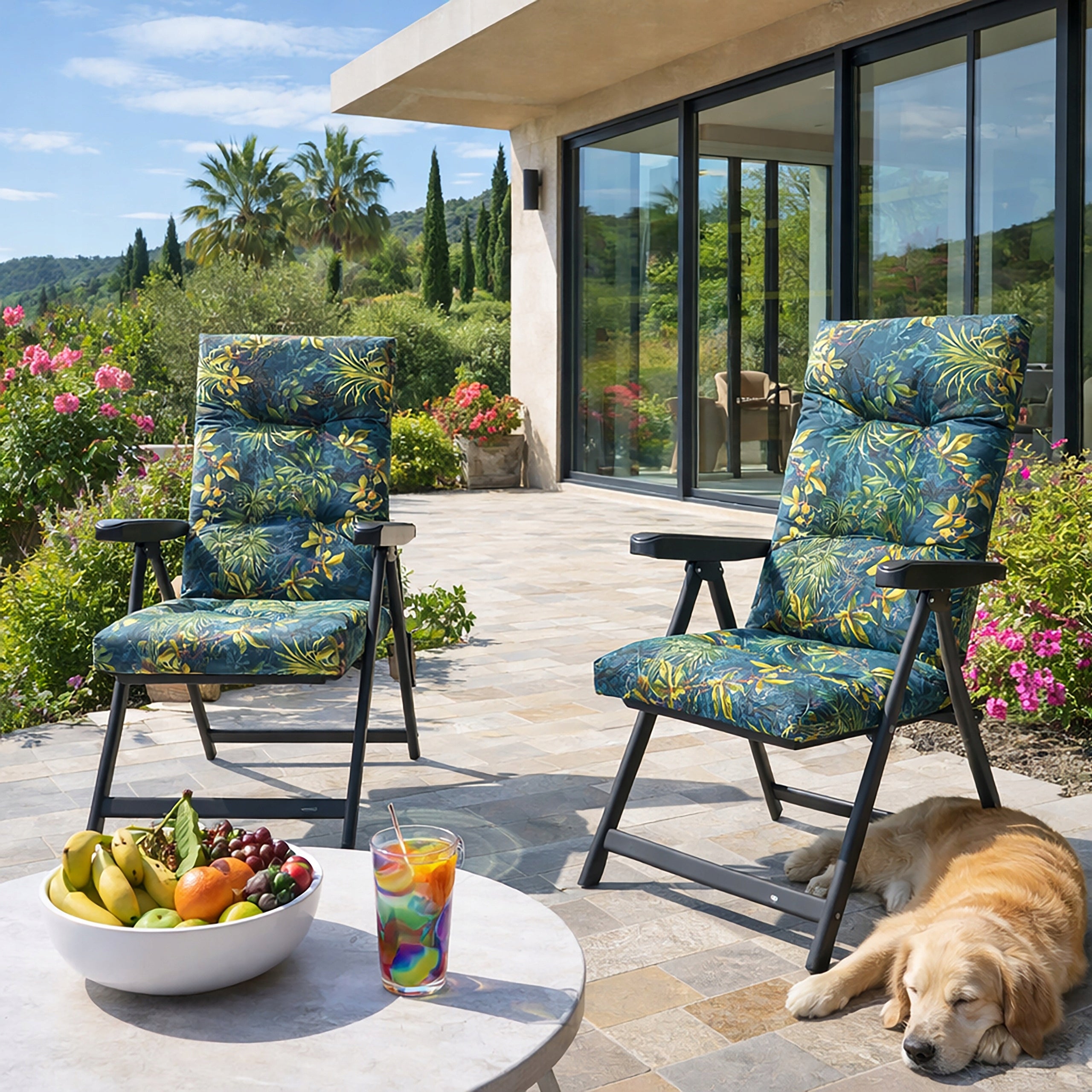 Garden chair with pillow - Garden chair - Folding sun lounger Hobbygarden Packaging status original