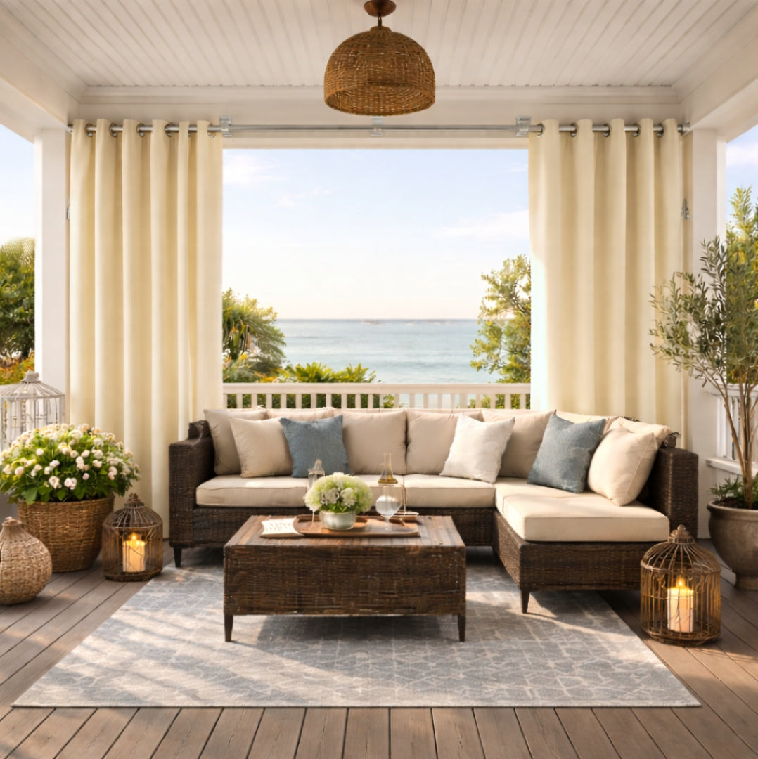 Garden curtain 155x180 waterproof on wheels terrace pergola balcony ecru Manufacturer NOW-ART