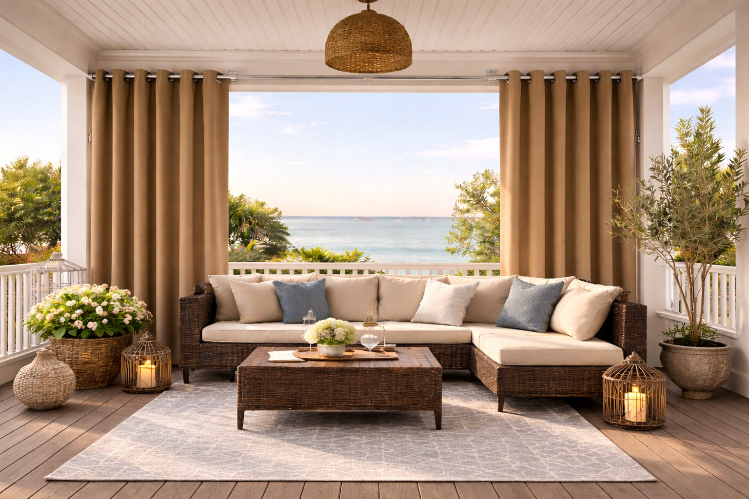 Garden curtain 155x200 waterproof on grommets for gazebo beige 1pc. Manufacturer code zasłona ogrodowa do altany pergoli taras