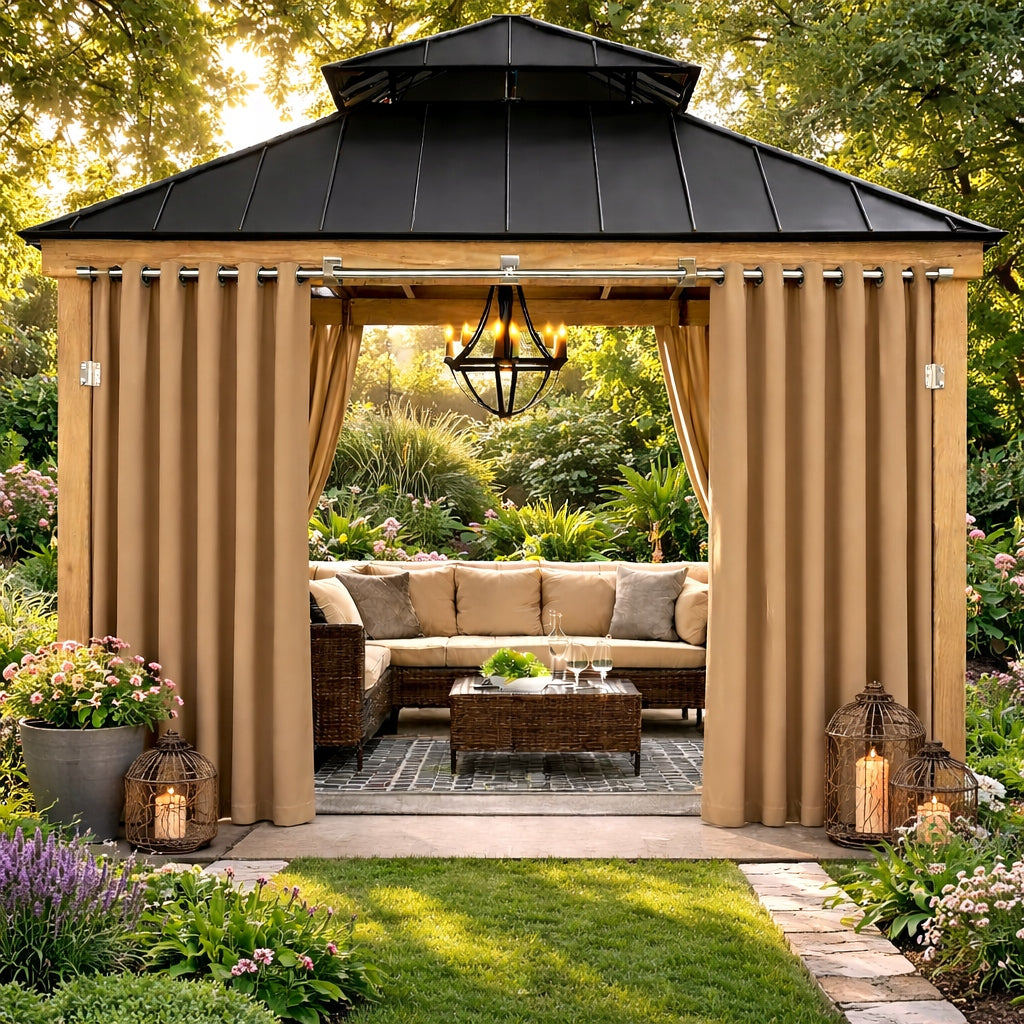 Garden curtain 155x200 waterproof on grommets for gazebo beige 1pc. Packaging status original