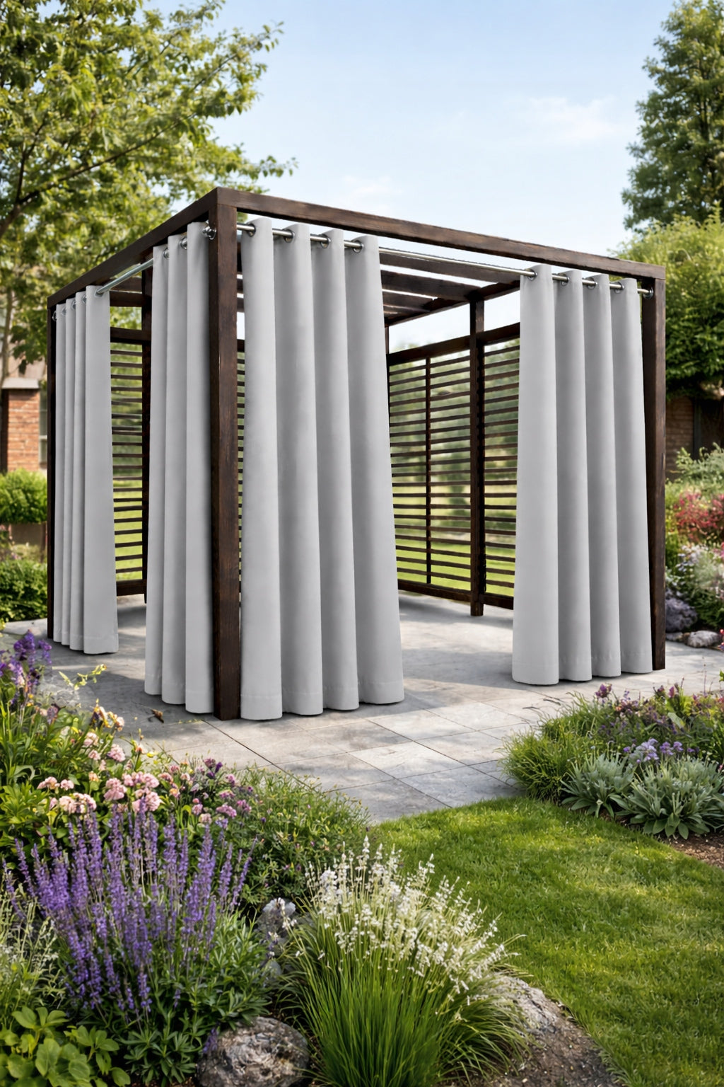 Garden curtain 200x220 waterproof on wheels garden pergola light grey Manufacturer no brand