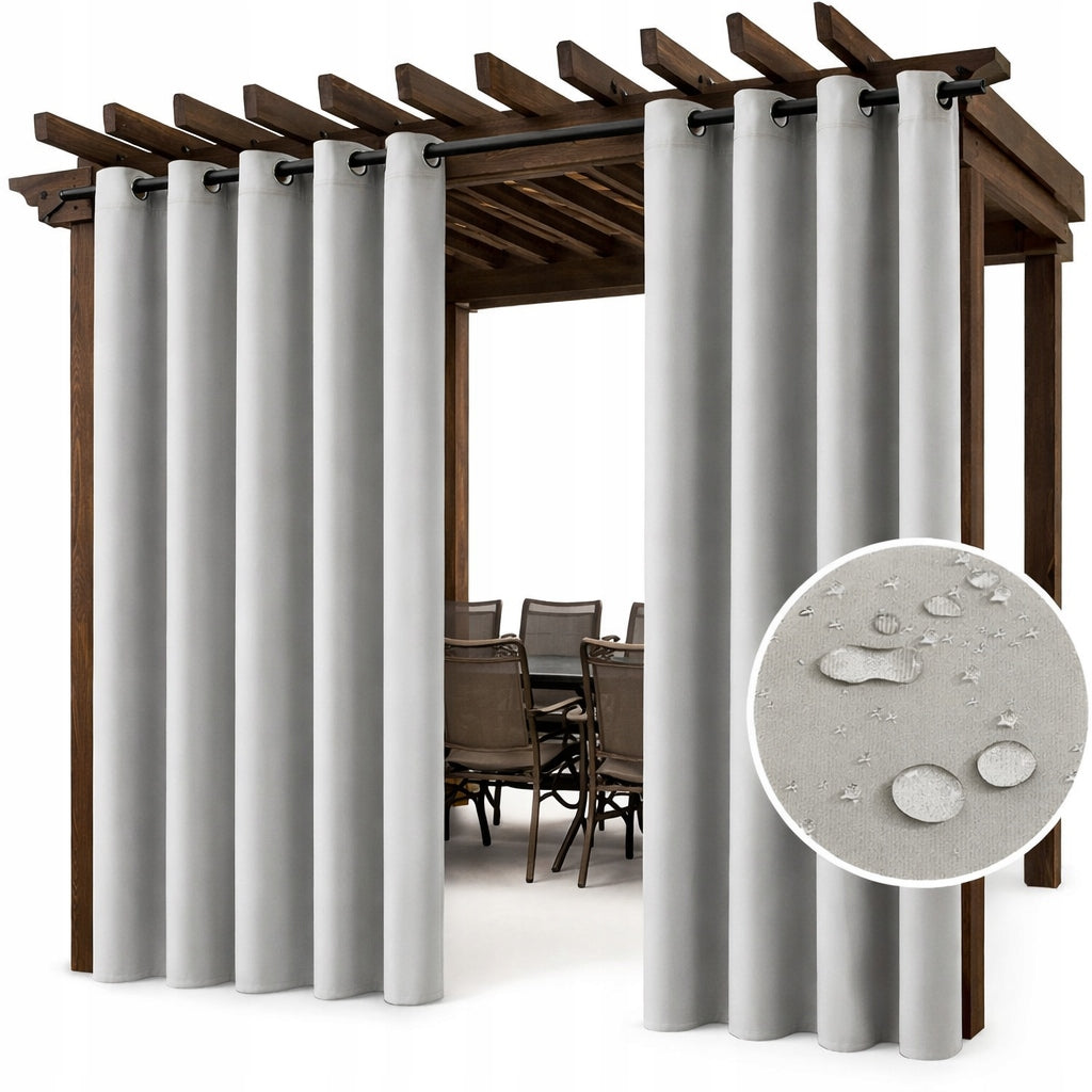 Garden curtain 200x240 waterproof for gazebo pergola on grommets grey