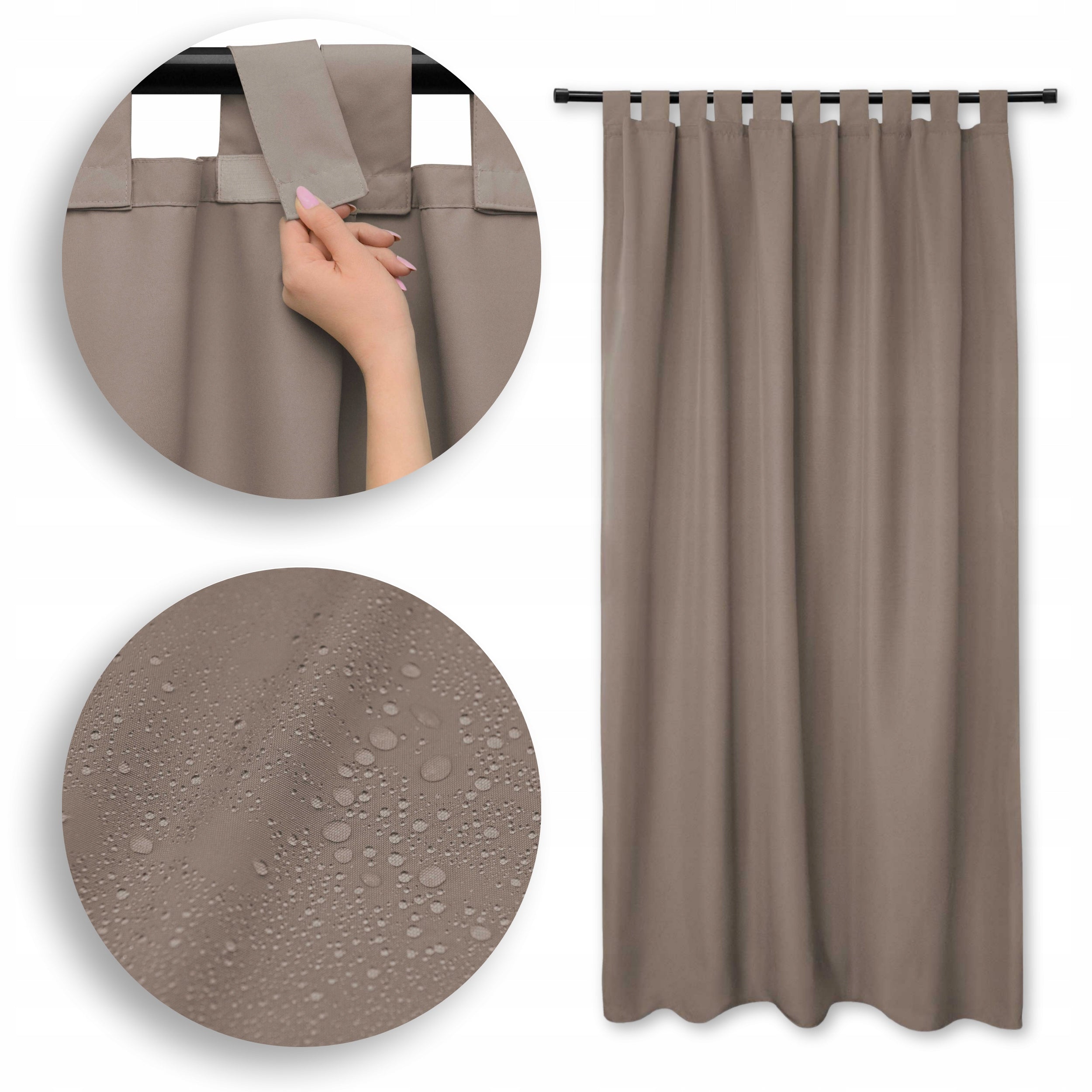 Garden curtain waterproof 155x200 cm DARK BEIGE curtains for terrace
