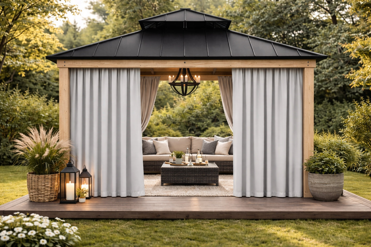 Garden curtain waterproof 155x200 light grey for terrace pergola gazebo 1x Packaging status original