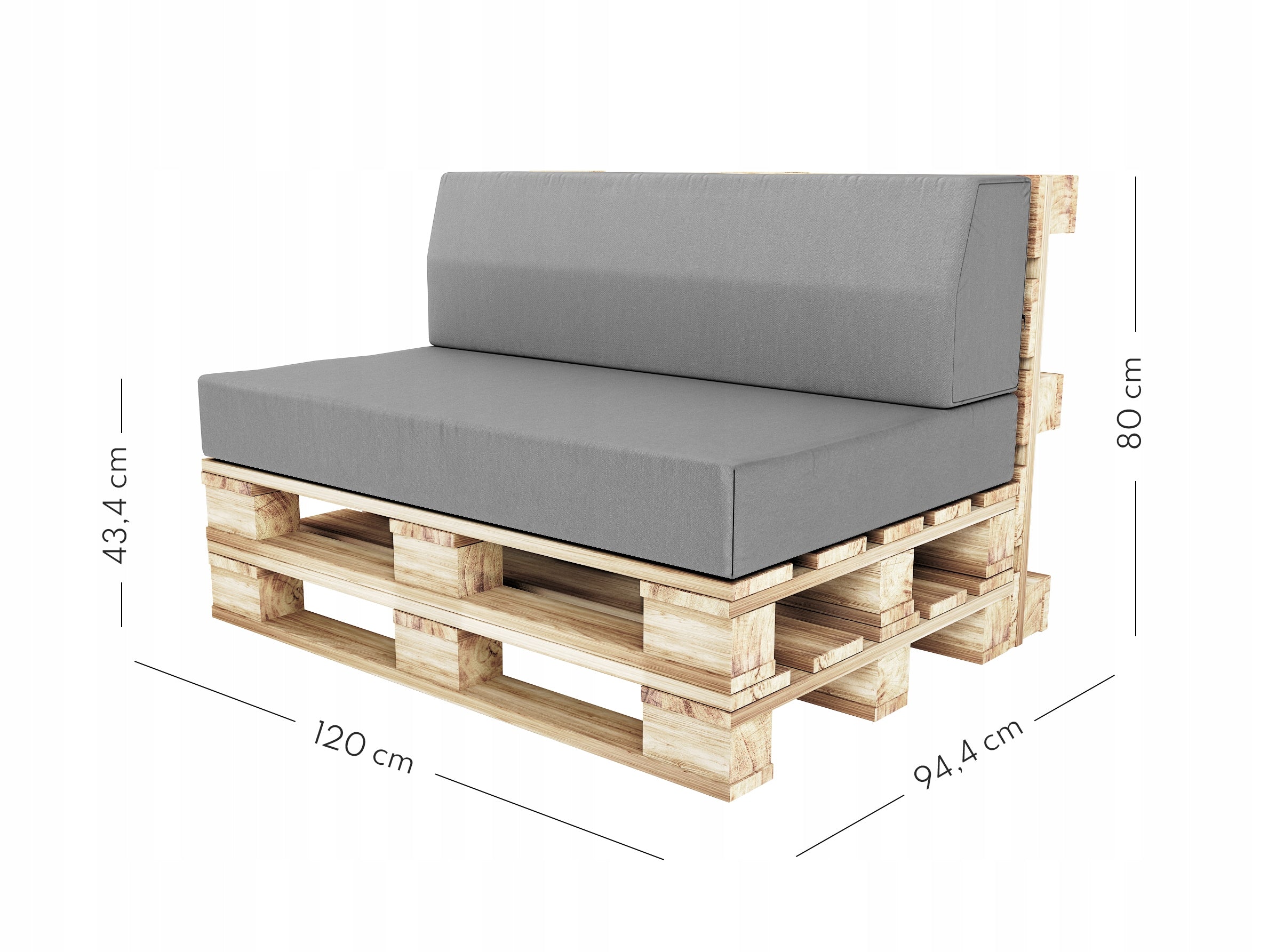 Garden cushions for euro pallet seat FOAM 120x78x15 Pillow width 78 cm