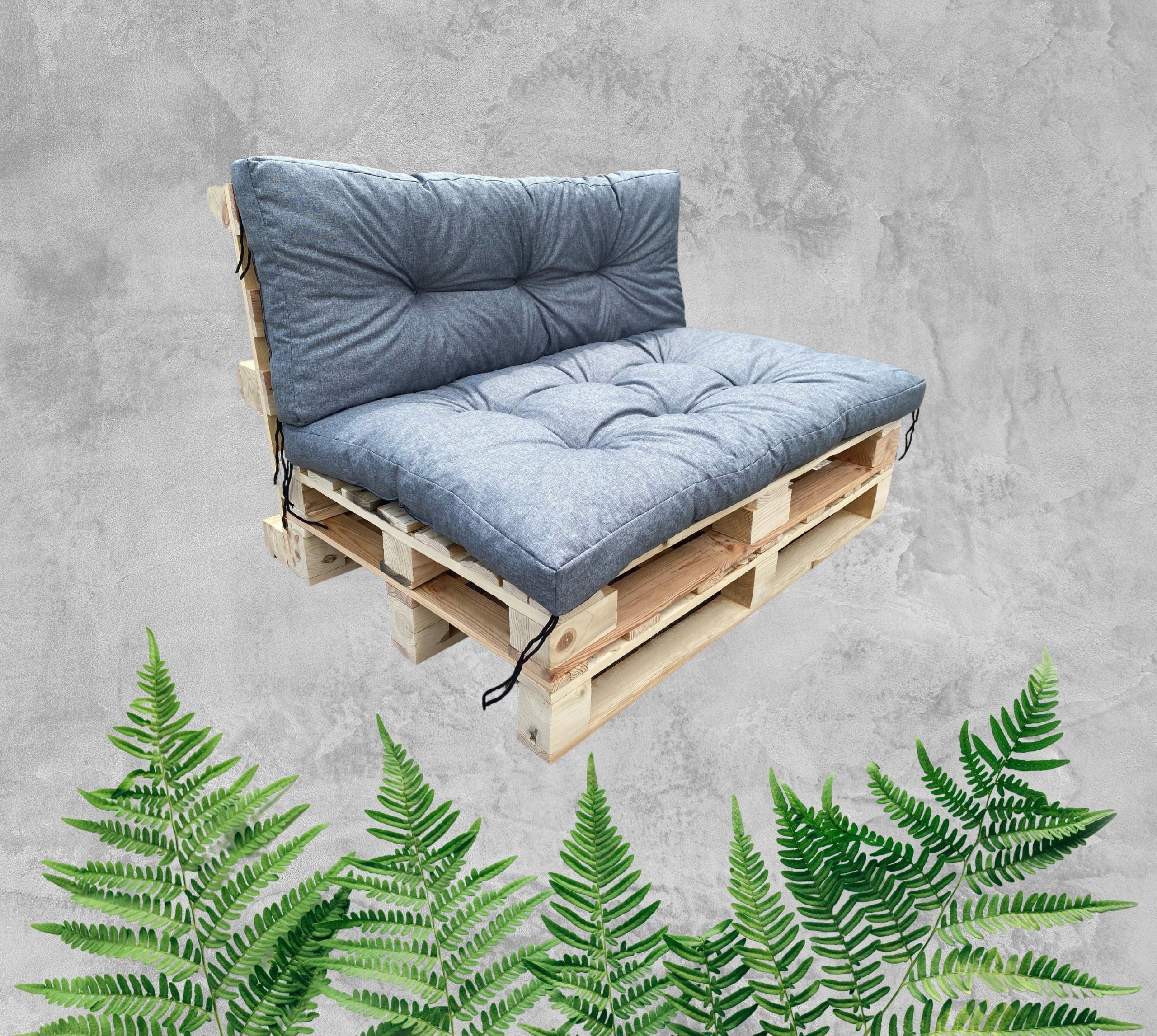 Garden cushions for pallet bench garden furniture 120x80 + 120x40 set Pillow length 120 cm