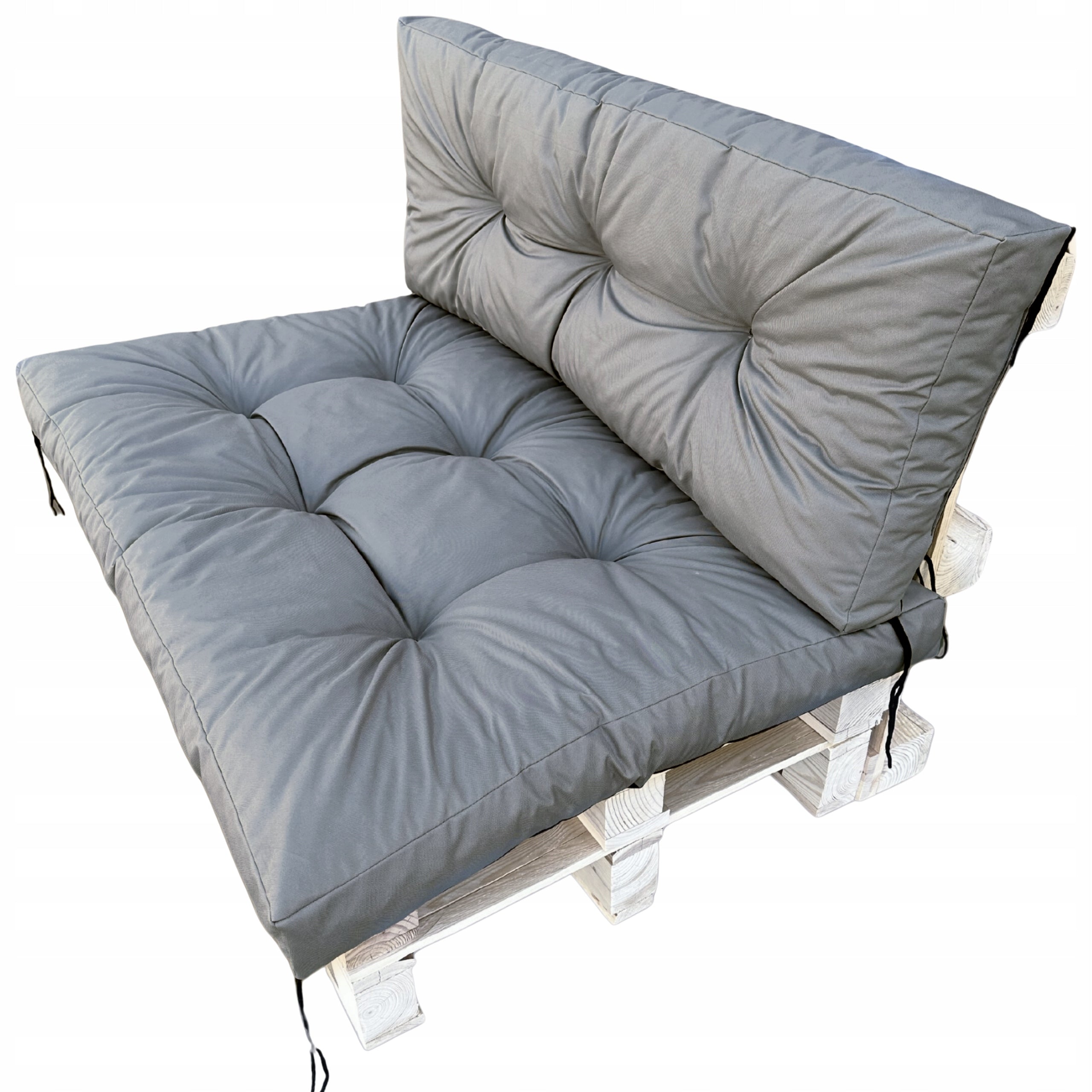 Garden cushions for pallets 120x80 + 120x40 waterproof seat + backrest Manufacturer code Poduszki ogrodowe 120x80+120x40 szara